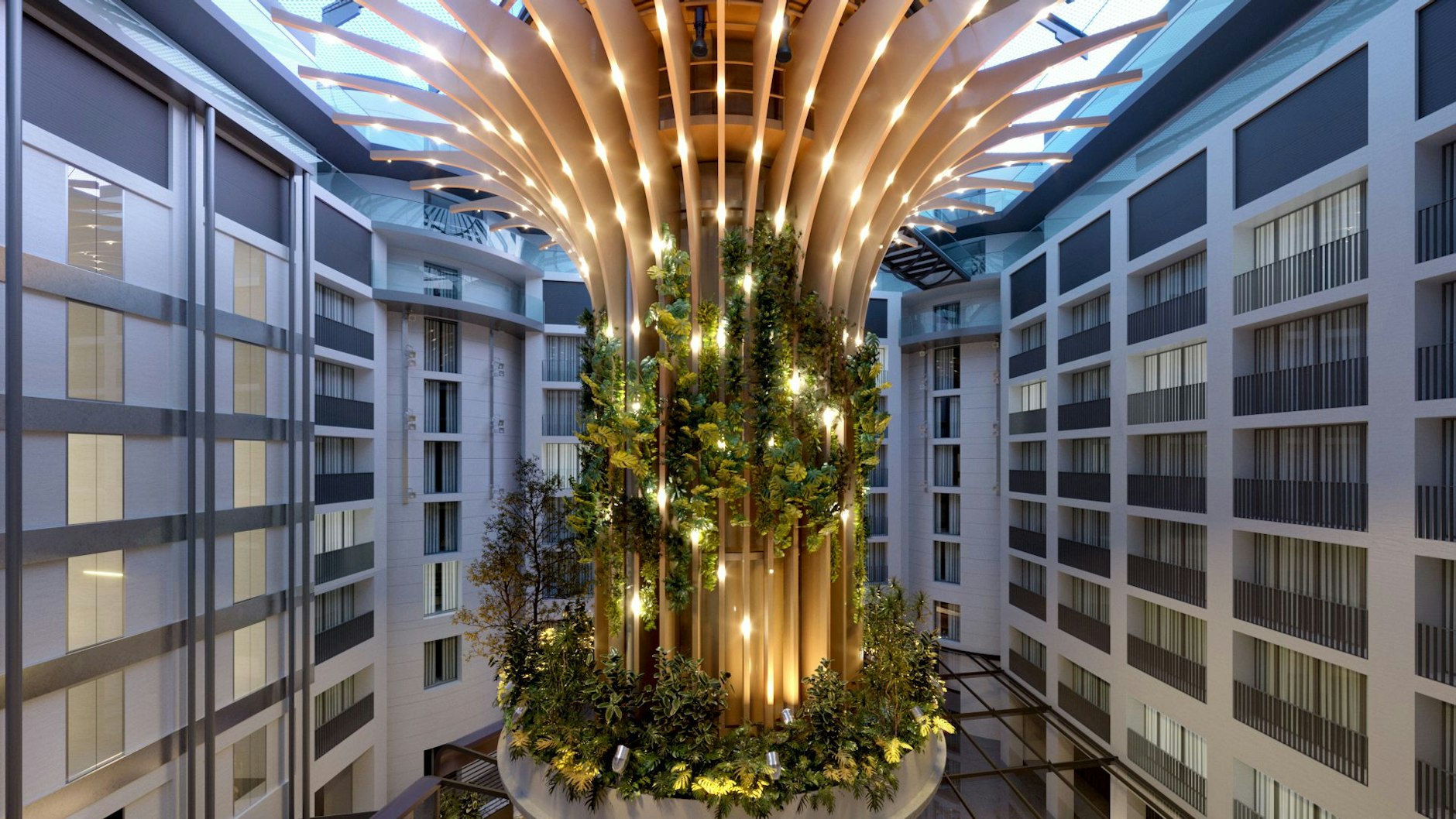 So sollte der neue vertikale Garten im Hotel aussehen.