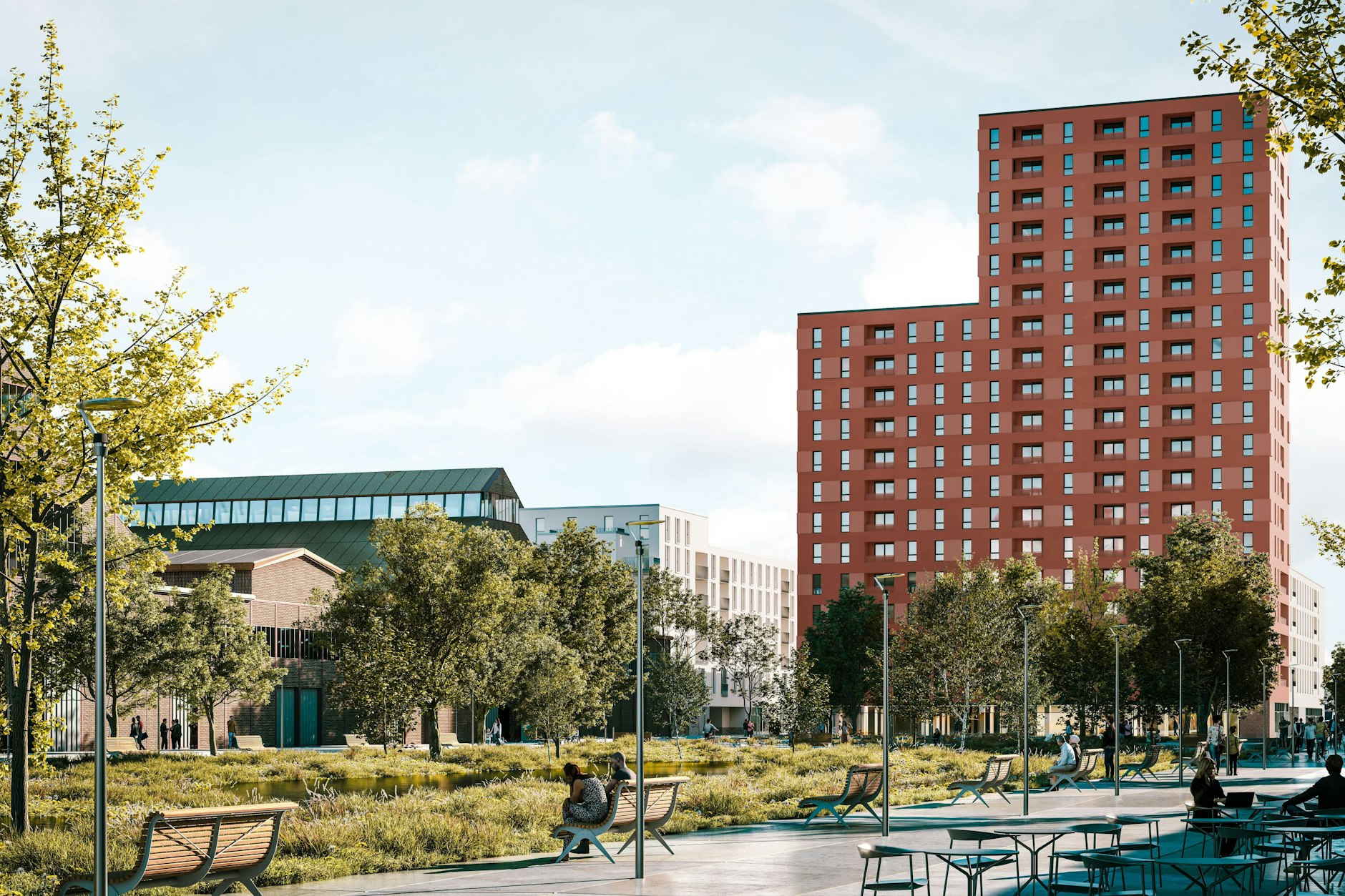 So soll es werden: eine Zukunftsvision des neuen Stadtquartiers Neues Gartenfeld – mit Hochhaus