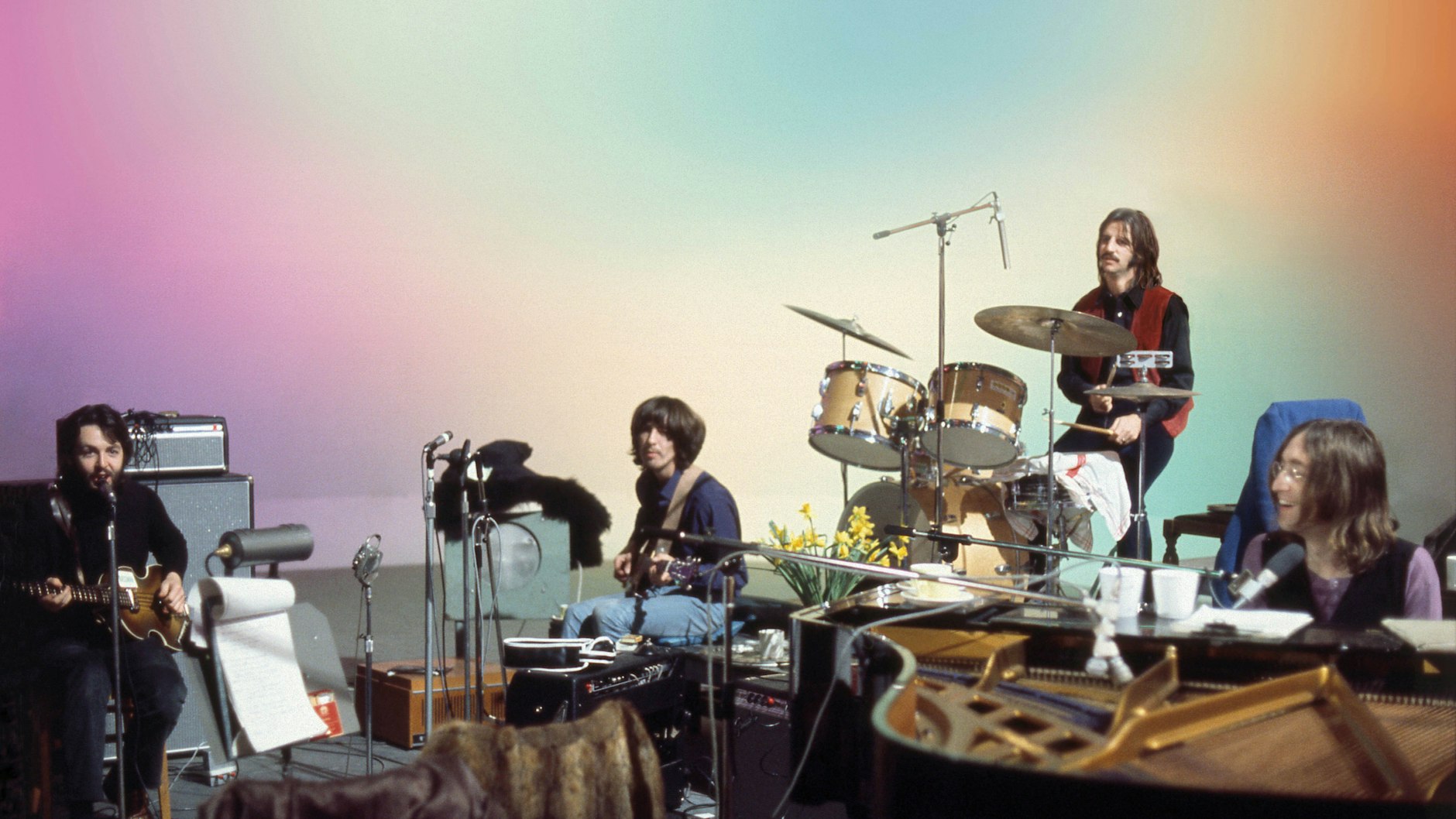 Die Beatles im Filmstudio Twickenham. Die Doku „Get Back“ hat die letzten Tage der Beatles begleitet.