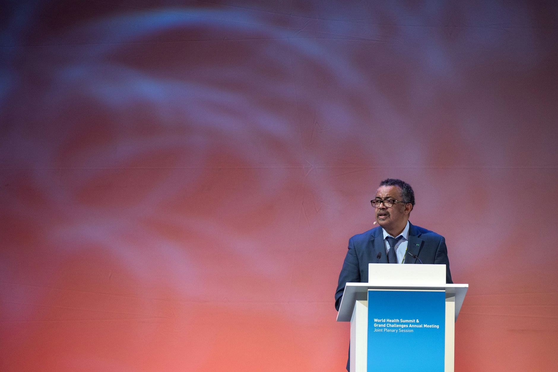 Tedros Adhanom Ghebreyesus, Generaldirektor der World Health Organization (WHO), spricht bei der Abschlussveranstaltung des World Health Summit 2018.