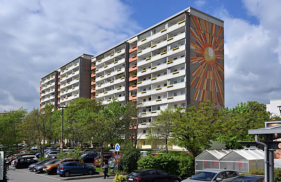 Ein Plattenbau in Gera Lusan, der mittlerweile unter Denkmalschutz steht.&nbsp;