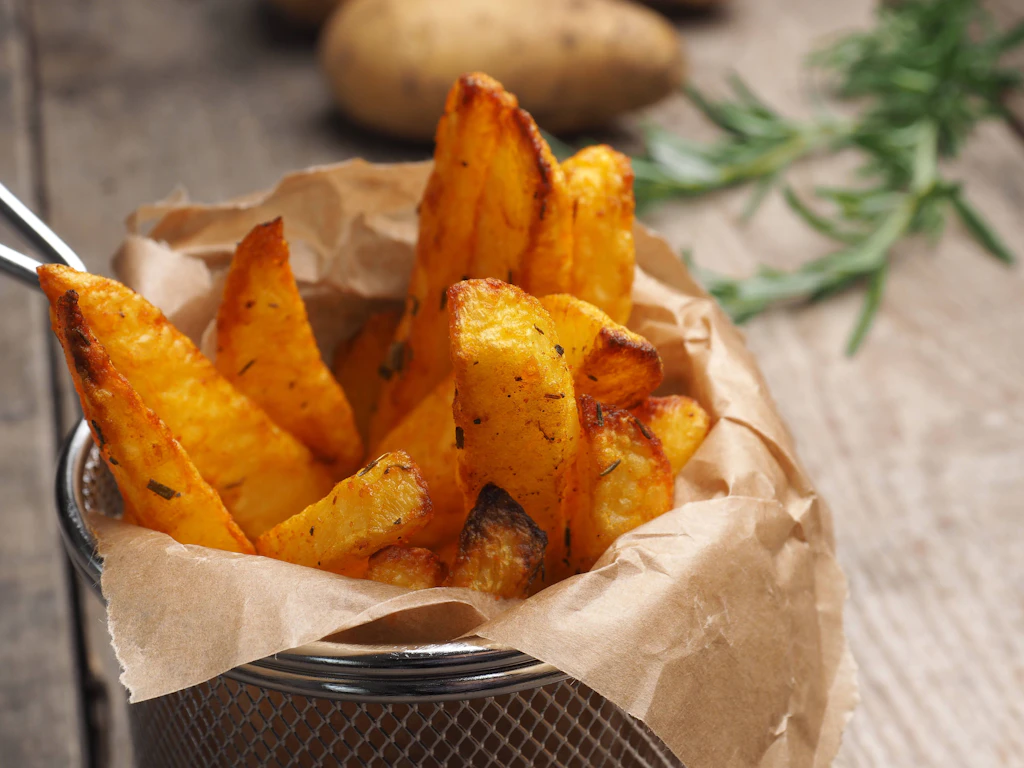 Rezept für knusprige Rosmarinkartoffeln aus dem Ofen oder der Heißluftfritteuse