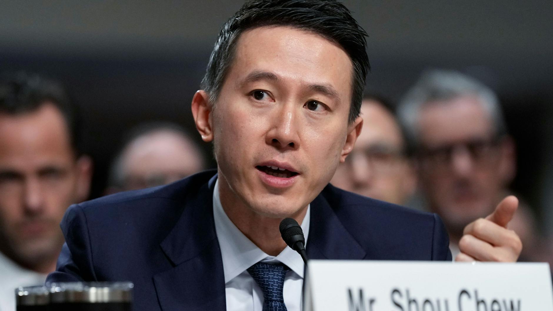 Shou Chew, CEO von TikTok, bei der Anhörung im Januar vor dem Kongress der USA.