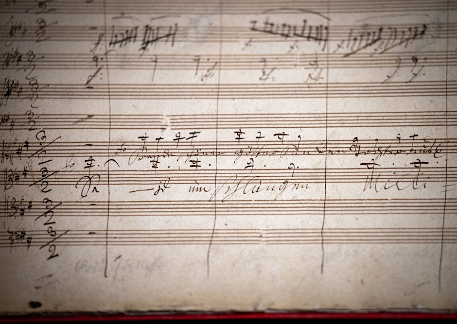 PRODUKTION - Ein Teil der Handschrift der Sinfonie Nr. 9 des Komponisten Ludwig van Beethoven.  