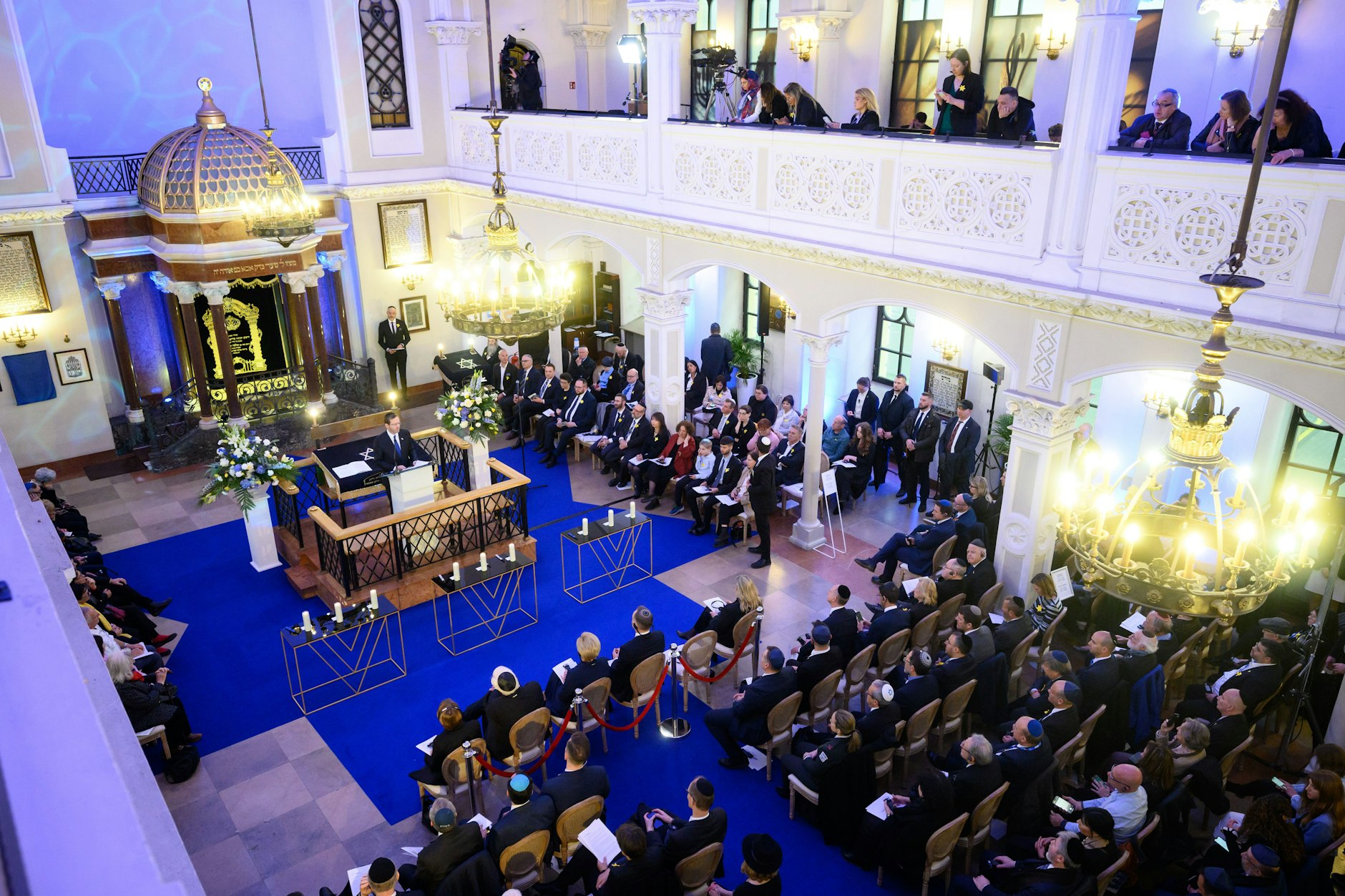 Izchak Herzog, Präsident von Israel, spricht bei einer Gedenkzeremonie in der Nozyk-Synagoge im April 2023.