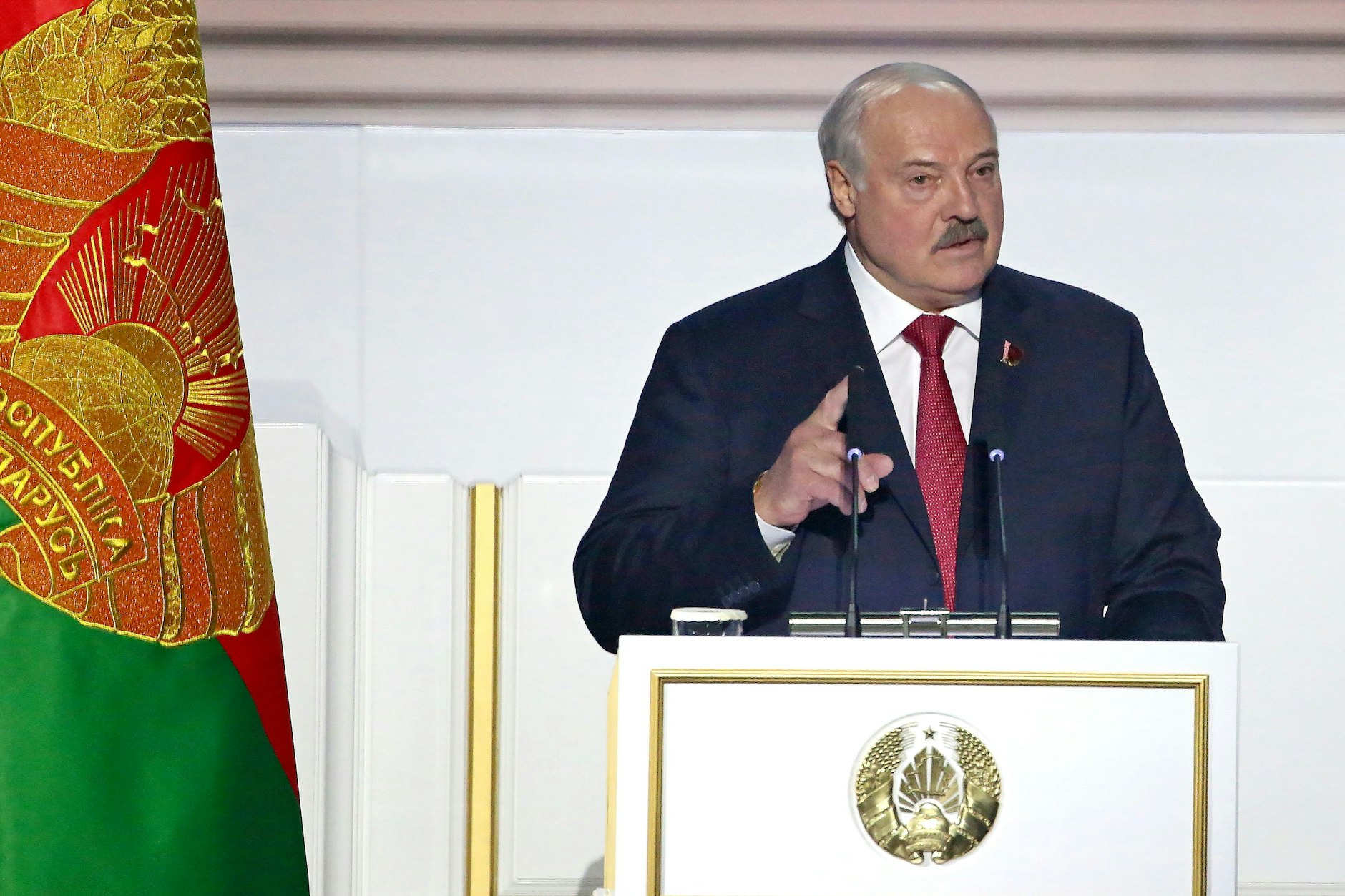 Der belarussische Präsident Alexander Lukaschenko bei einer Rede