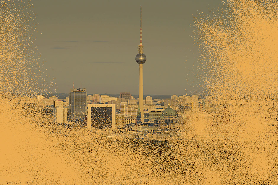 Gelber Staub, so weit das Auge reicht: Berlin ist nahezu vollständig bedeckt.