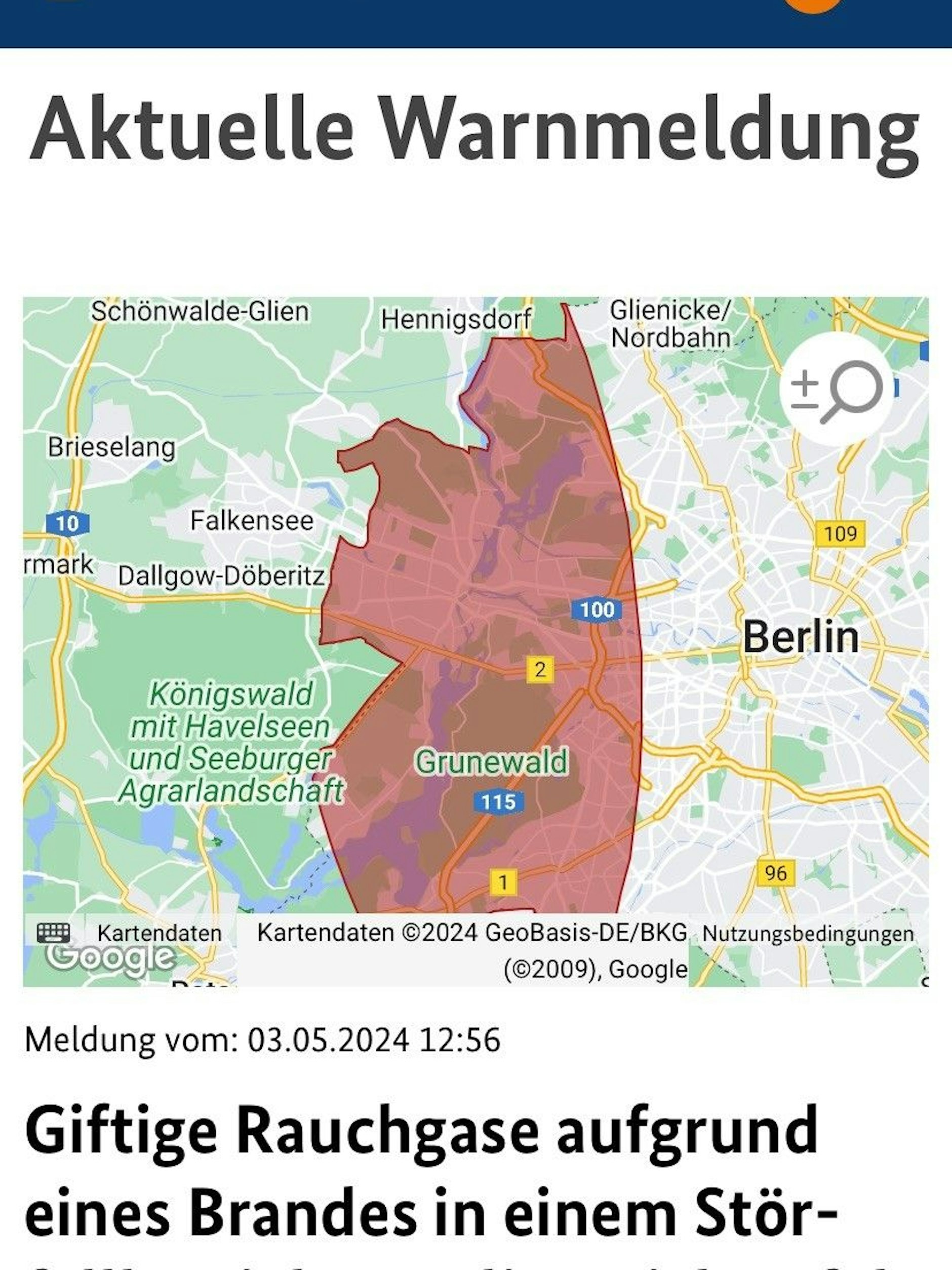 Warn-App NINA löste Alarm aus.