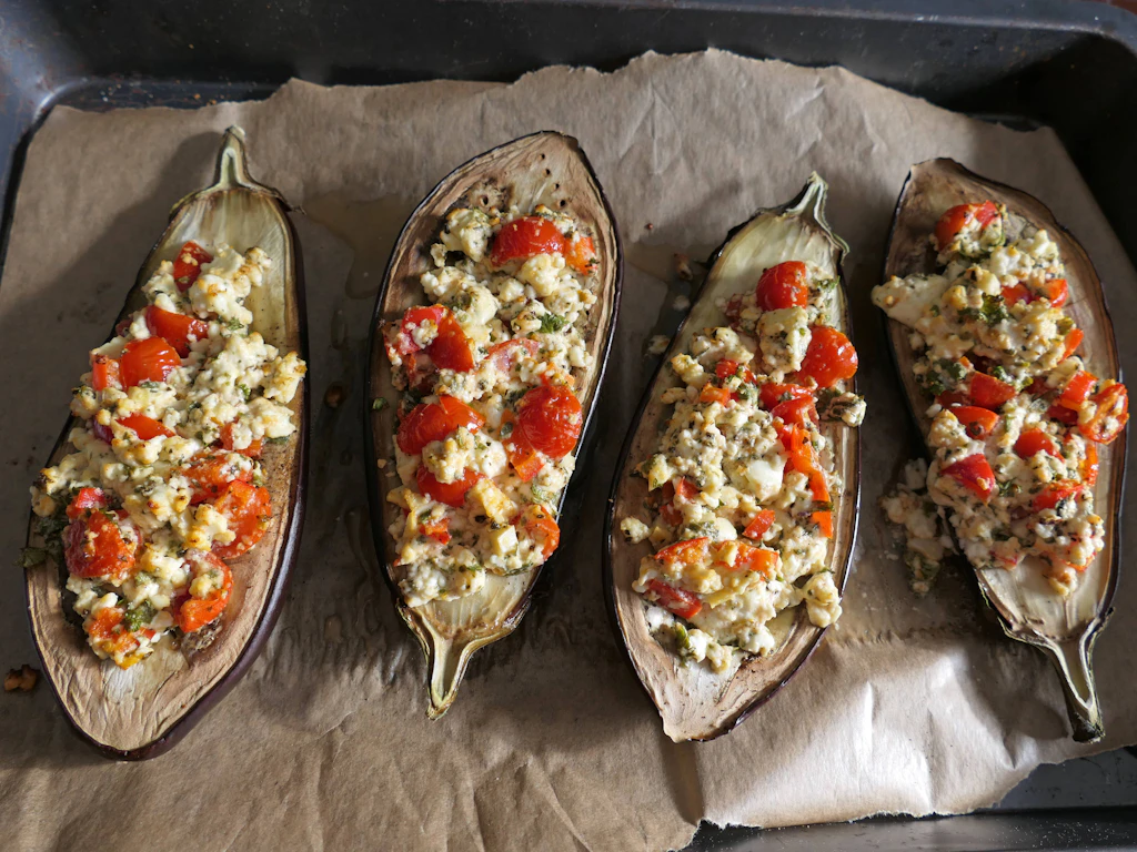 Rezept für gebackene Aubergine aus der Heißluftfritteuse