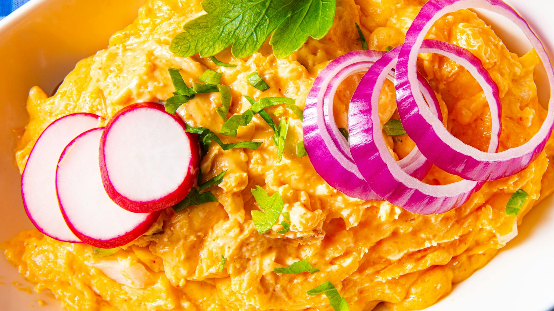 Obazda sollte am besten mit roten Zwiebeln serviert werden, auch Radieschen und Schnittlauch passen prima zu diesem Rezept für den Aufstrich.