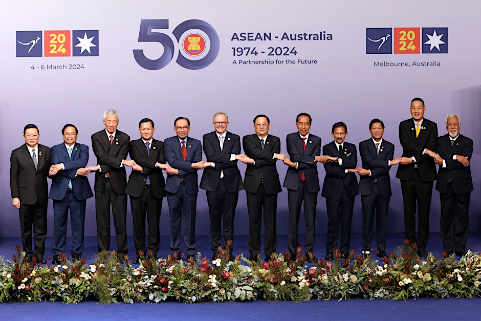 Asean-Staatschefs beim Asean-Australien-Sondergipfel im März 2024 in Melbourne, Australien