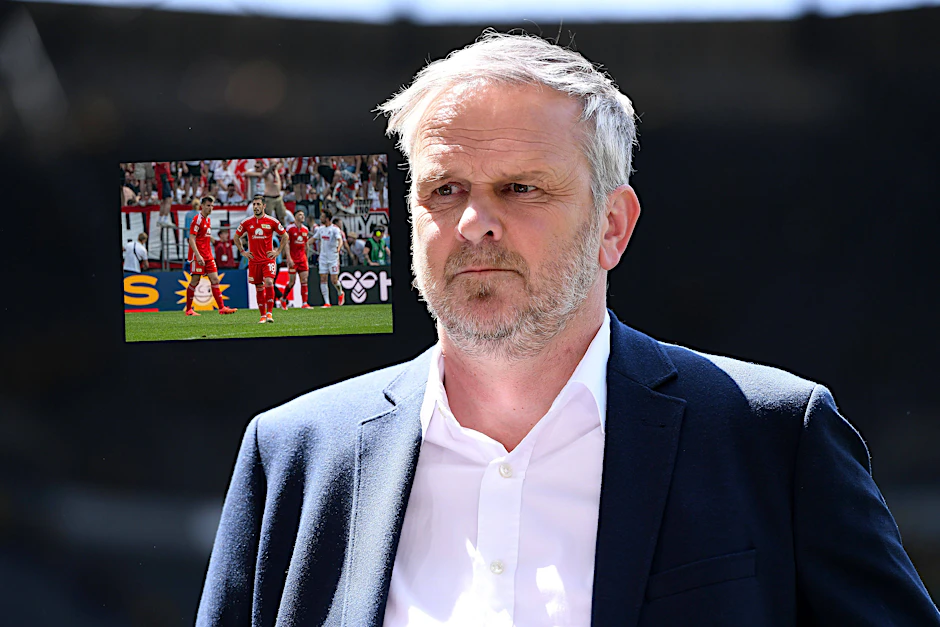 Traut seinen Augen nicht: Dietmar Hamann (50) kritisiert den 1. FC Union für die Schlussphase beim Keller-Krimi in Köln.&nbsp;