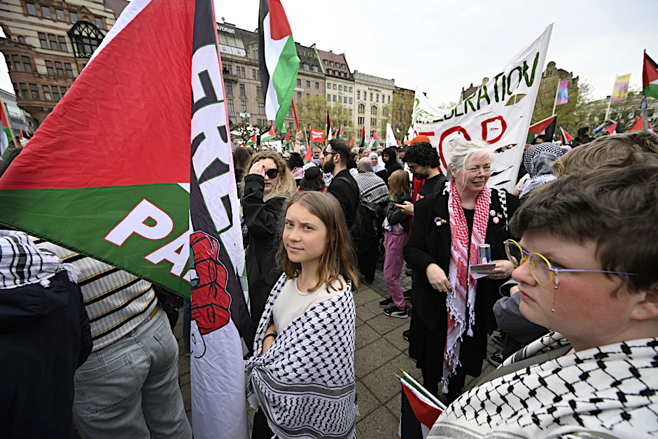 Die Demonstranten forderten, Israel vom ESC auszuschließen. Auch Greta Thunberg war bei den Protesten dabei.&nbsp;&nbsp;