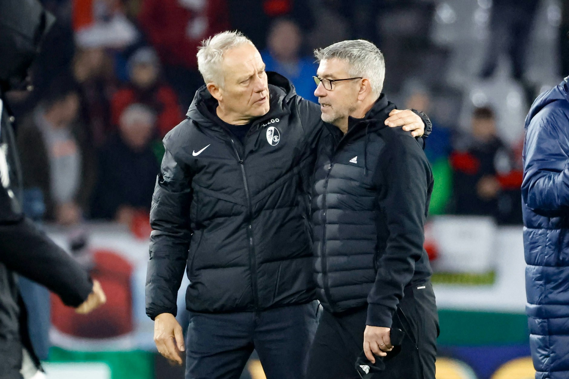Verstehen sich gut: Christian Streich (l.) und Urs Fischer, Erfolgstrainer des 1. FC Union.&nbsp;