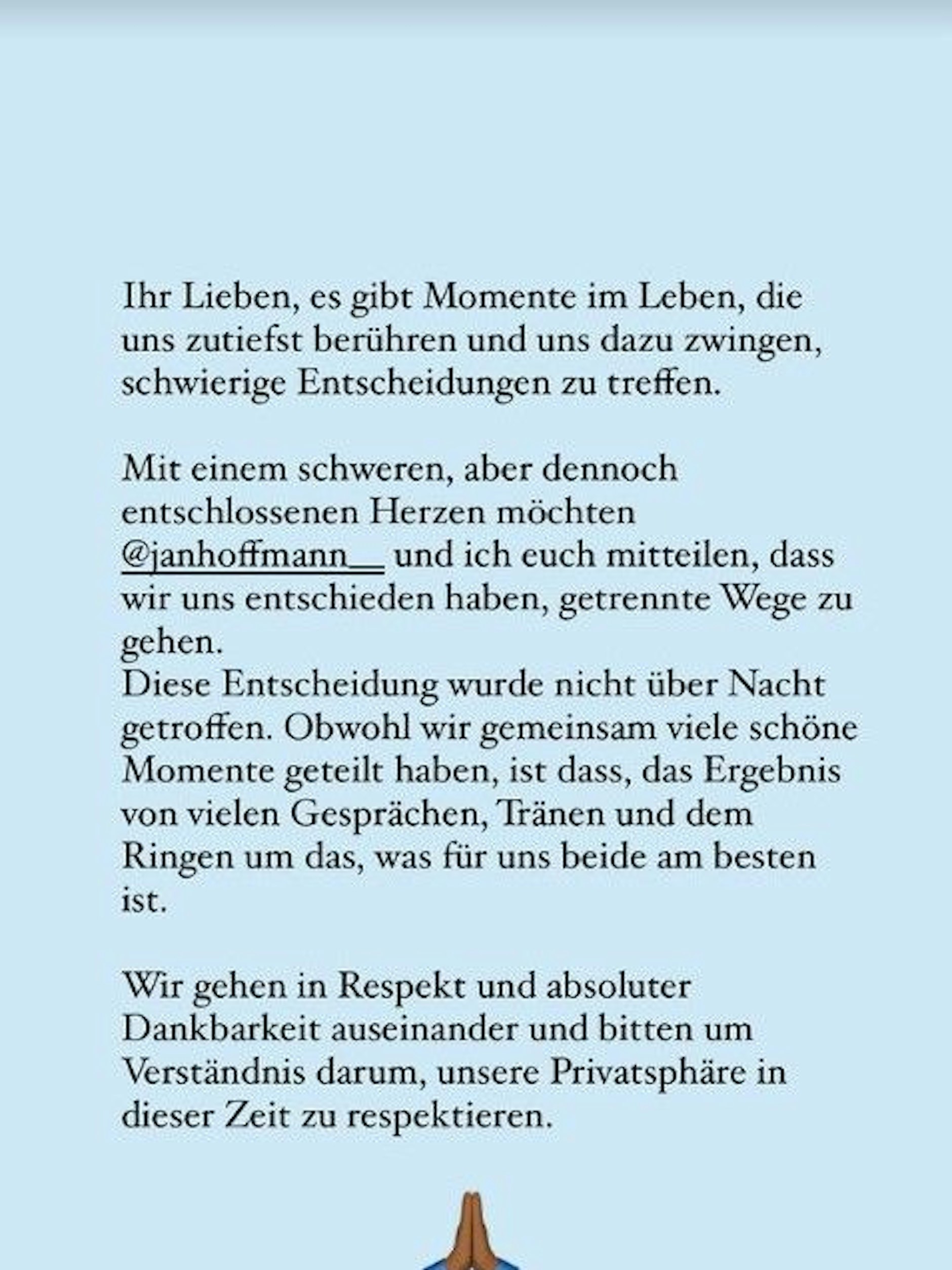 Sharon Battiste macht bei Instagram die Trennung von Jan Hoffmann öffentlich.