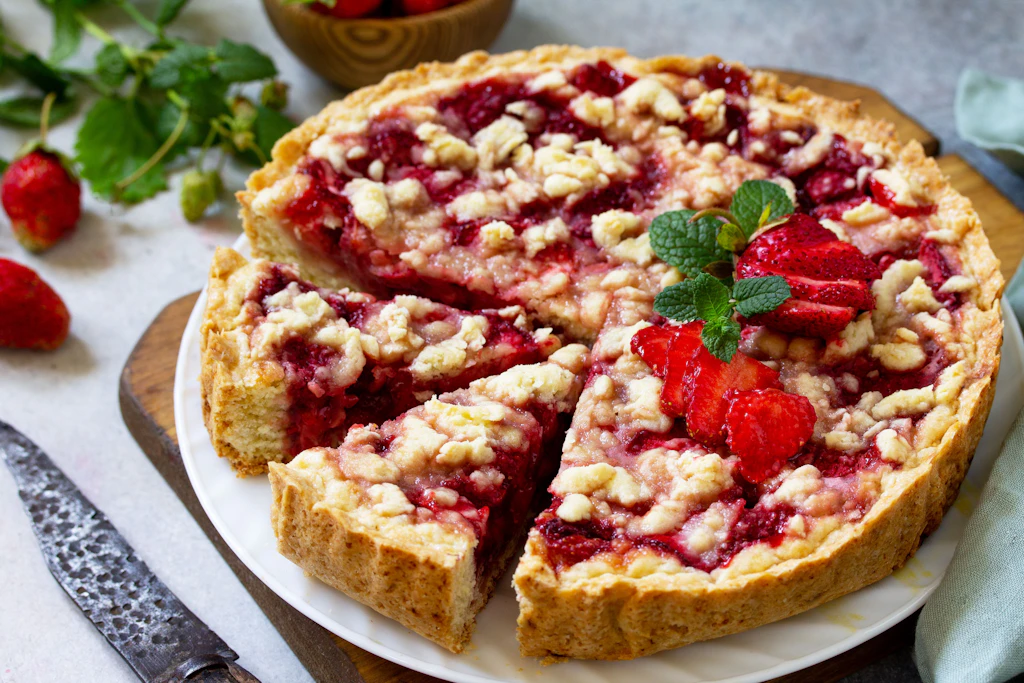 Rezept für Erdbeerkuchen mit Pudding und Streuseln: Besser geht’s nicht!