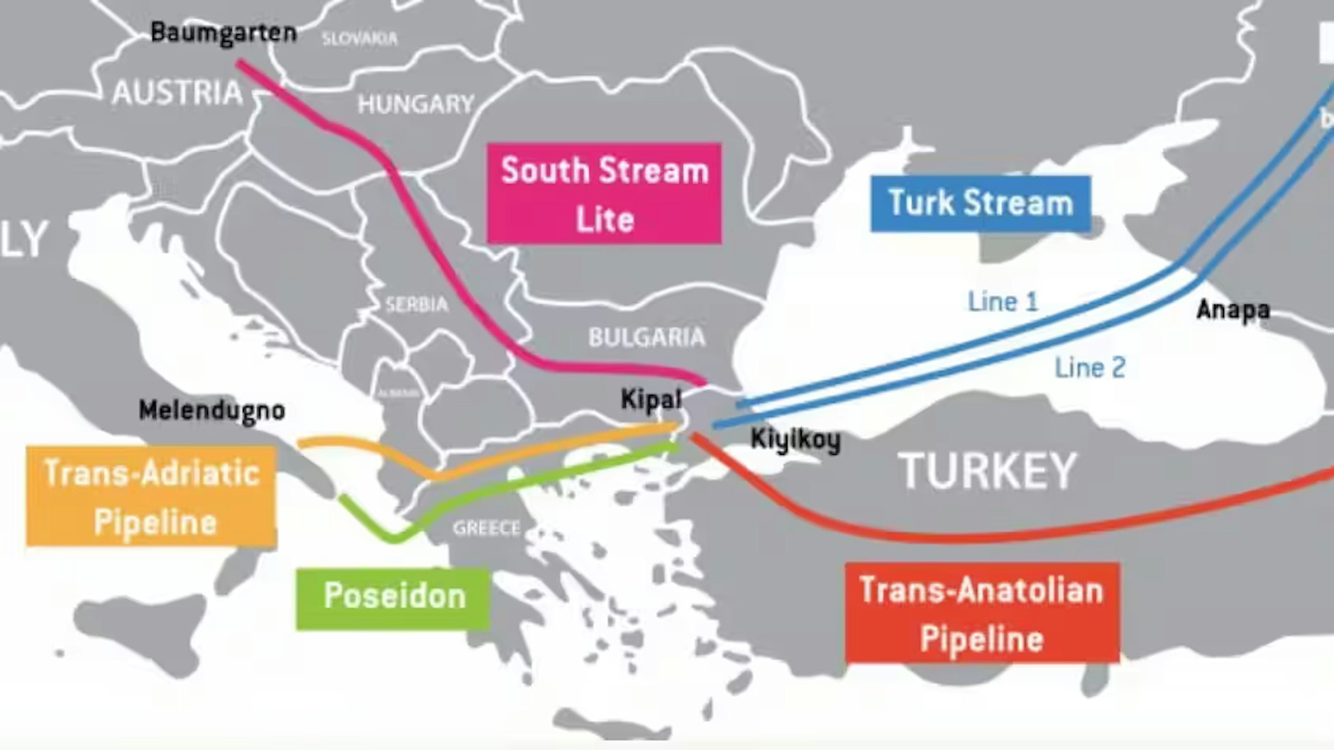 Die Pipeline Turk Stream und die Anbindungen an EU-Länder&nbsp;