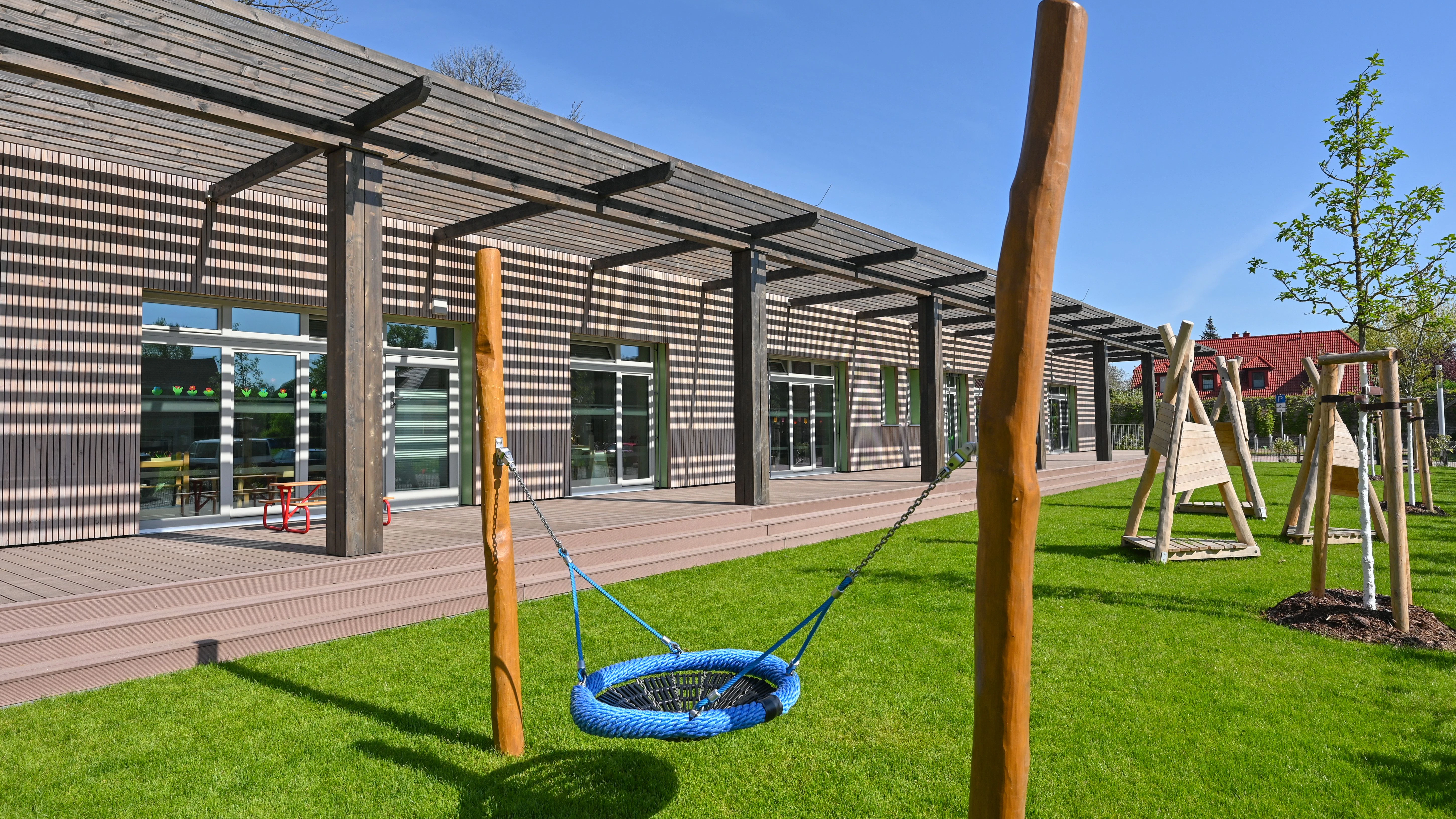 Auch mit viel Platz zum Spielen: Die neue Nationalpark-Kita „Kleine Wildhüter“ im Nationalpark Unteres Odertal.