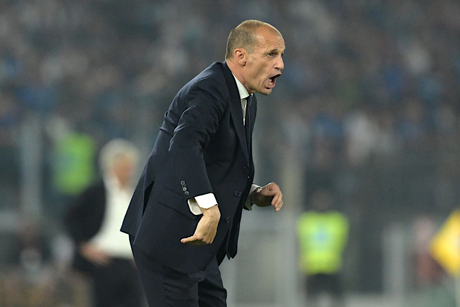 ARCHIV - Wurde im Finale der Coppa Italia noch vor Abpfiff des Innenraums verwiesen: Juve-Coach Massimiliano Allegri.  A Press/dpa