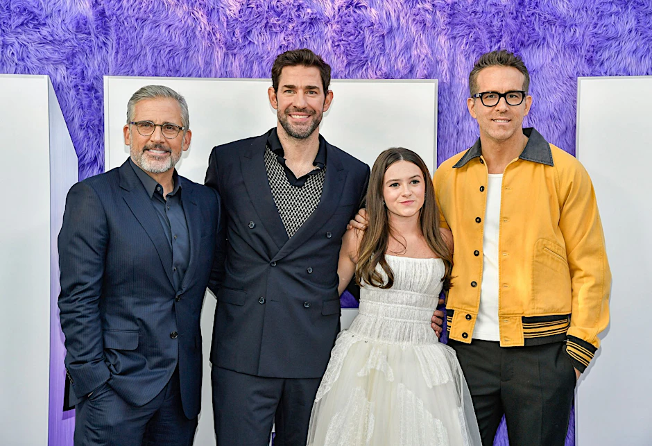 Steve Carell (l-r) John Krasinski, Cailey Fleming und Ryan Reynolds bei der Premiere von «IF: Imaginäre Freunde» in New York.  a