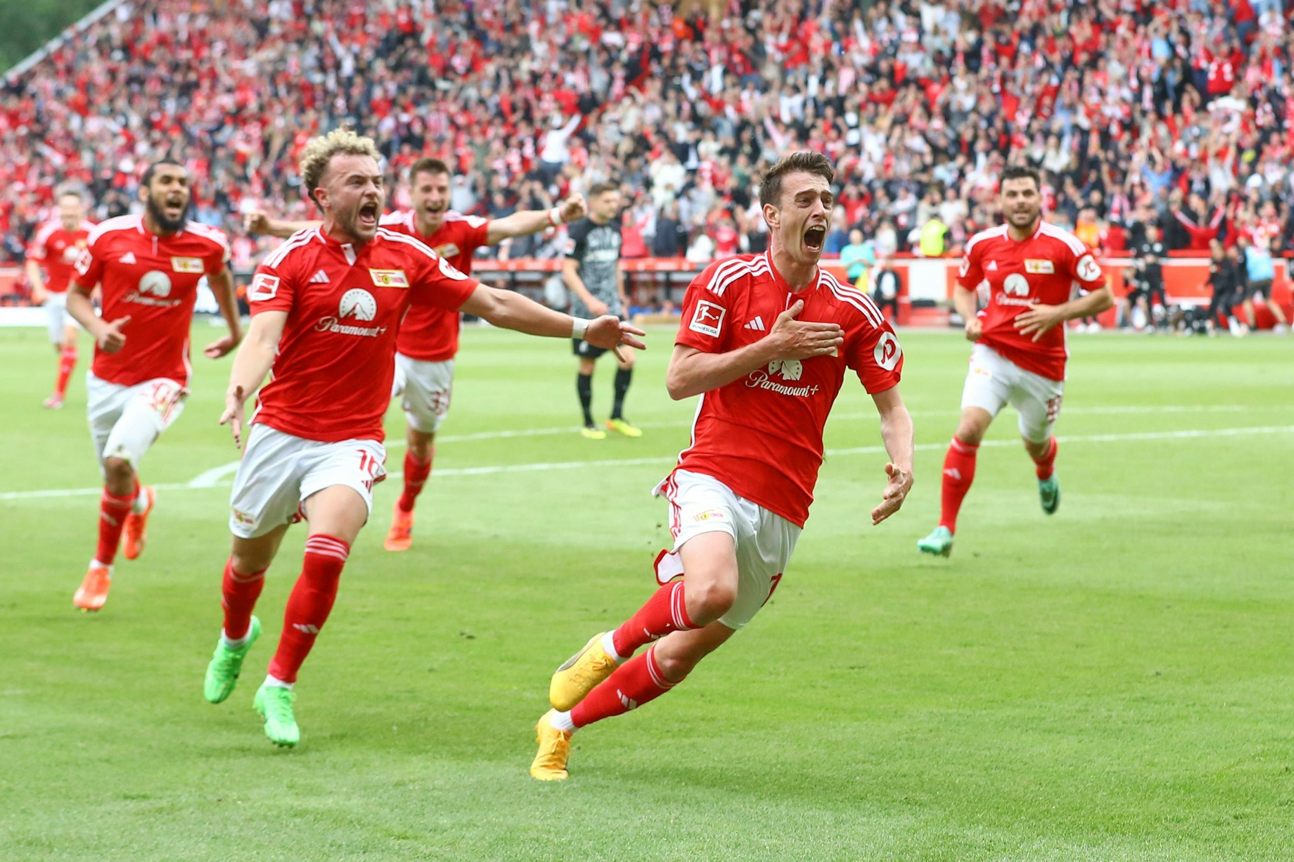 Diese Freude: Janik Haberer trifft für den 1. FC Union zum 2:1 gegen Freiburg.