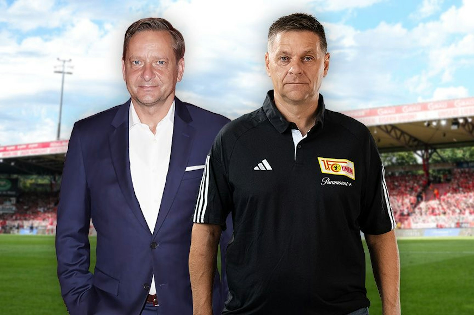 Rückt beim 1. FC Union in den Vordergrund: Horst Heldt übernimmt den Manager-Job von Oliver Ruhnert (r.).