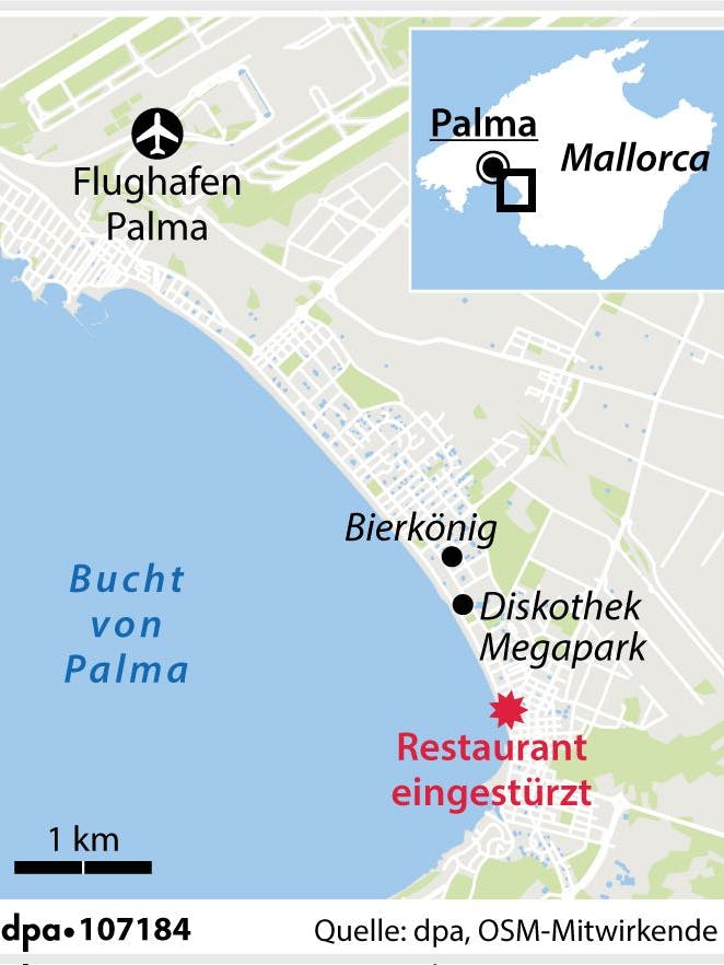 Der Ort des Unglücks liegt in der Nähe der Diskothek Megapark in Palma.