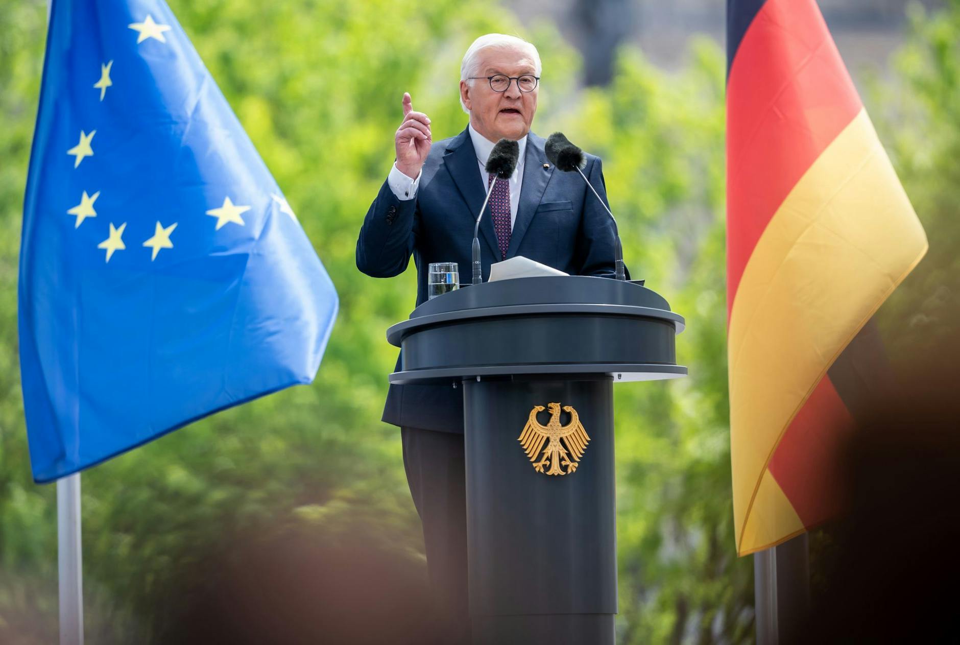 Bundespräsident Frank-Walter Steinmeier während seiner Rede beim Staatsakt zu «75 Jahre Grundgesetz».