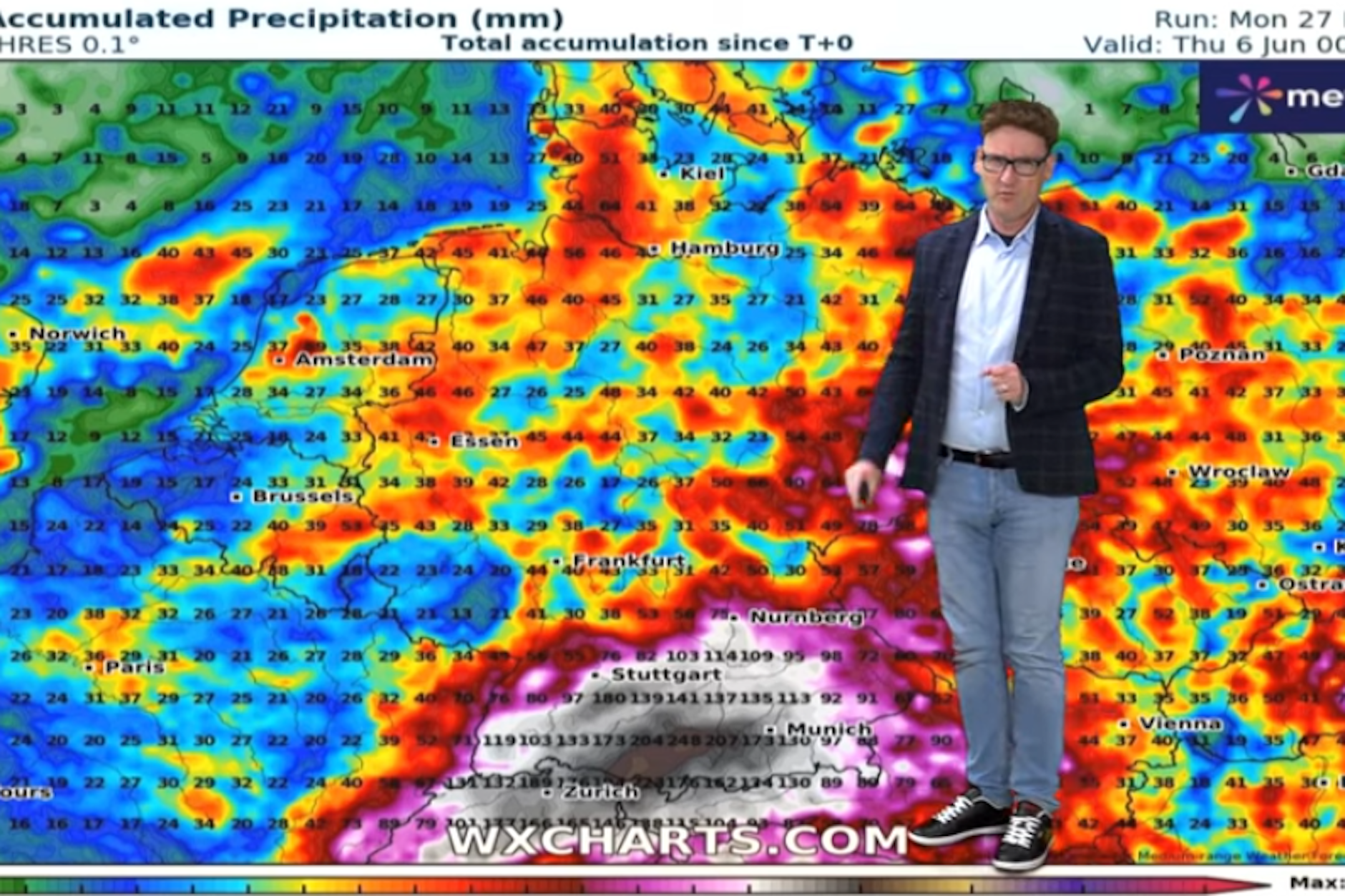 Das Wetter bleibt ungemütlich und richtig nass. Experte Dominik Jung zeigt die Regensummenkarte für die kommenden Tage.