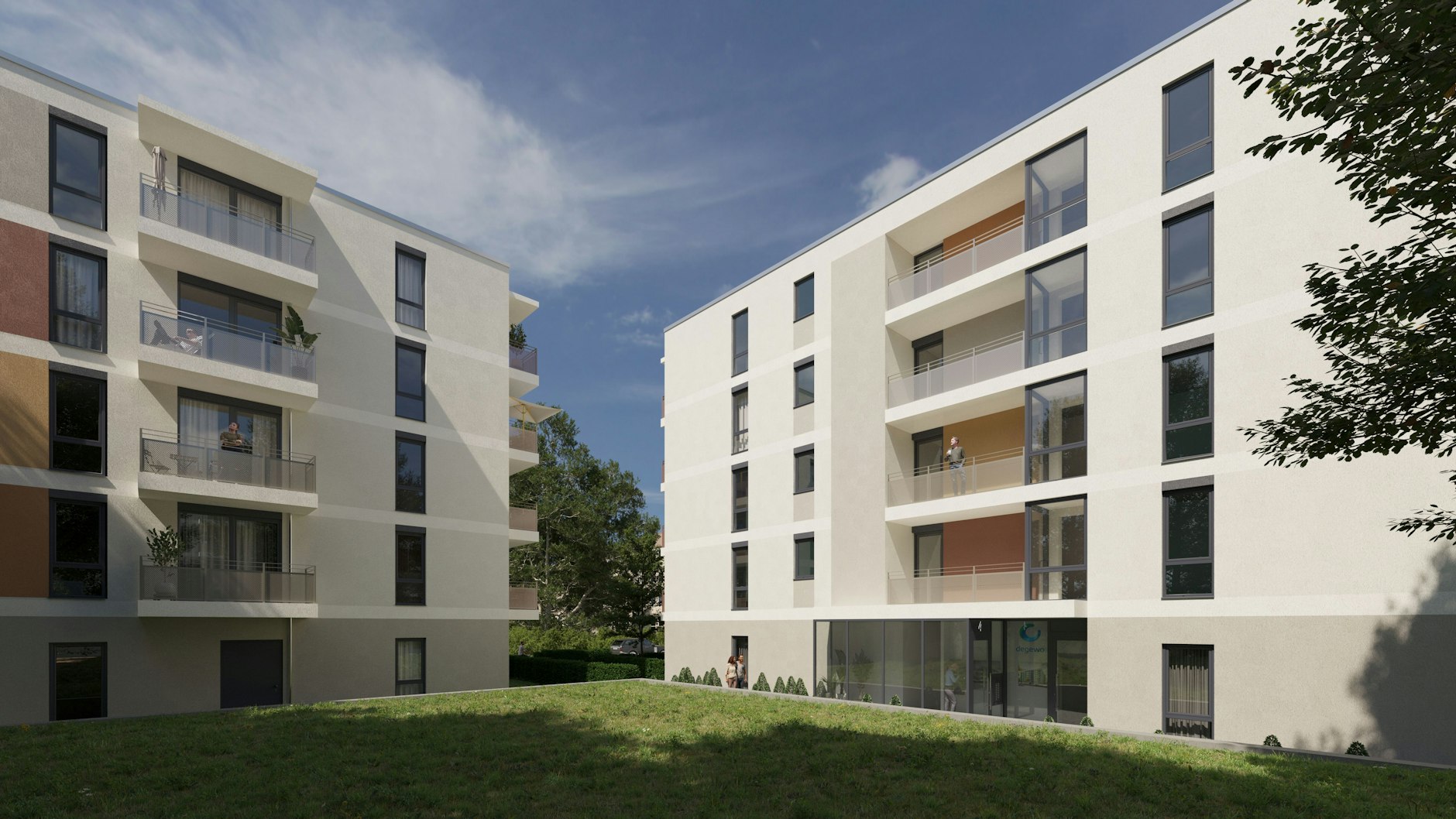Schön im Grünen: Zwei der neuen Häuser Am Kietzer Feld in Köpenick, in denen nun die Mieter einziehen können.
