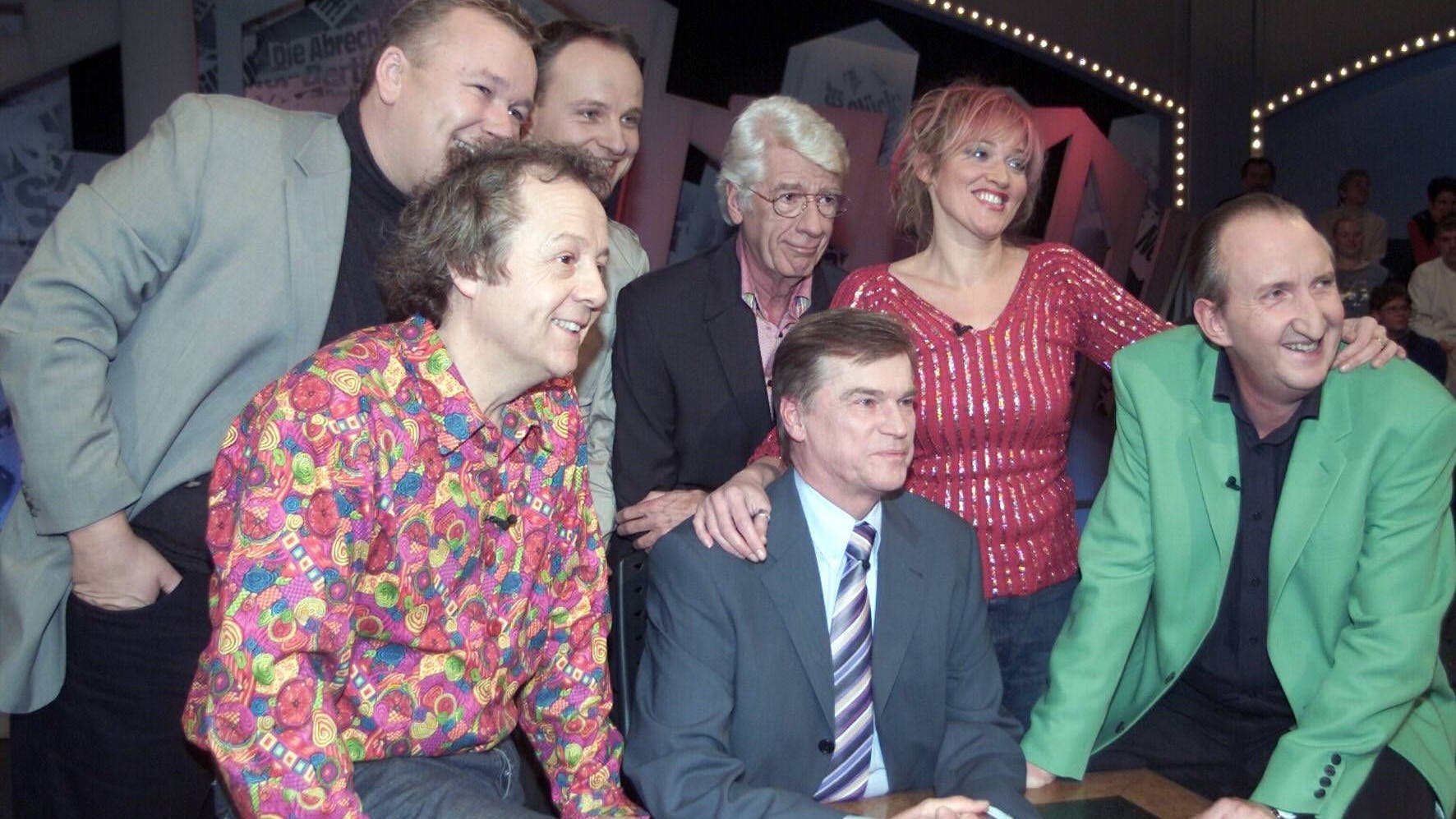 Bernd Stelter, Kalle Pohl, Oliver Welke, Rudi Carell, Jochen Busse, Gaby Köster und Mike Krüger anlässlich der letzten Aufzeichnung der Comedy-Show „7 Tage, 7 Köpfe“