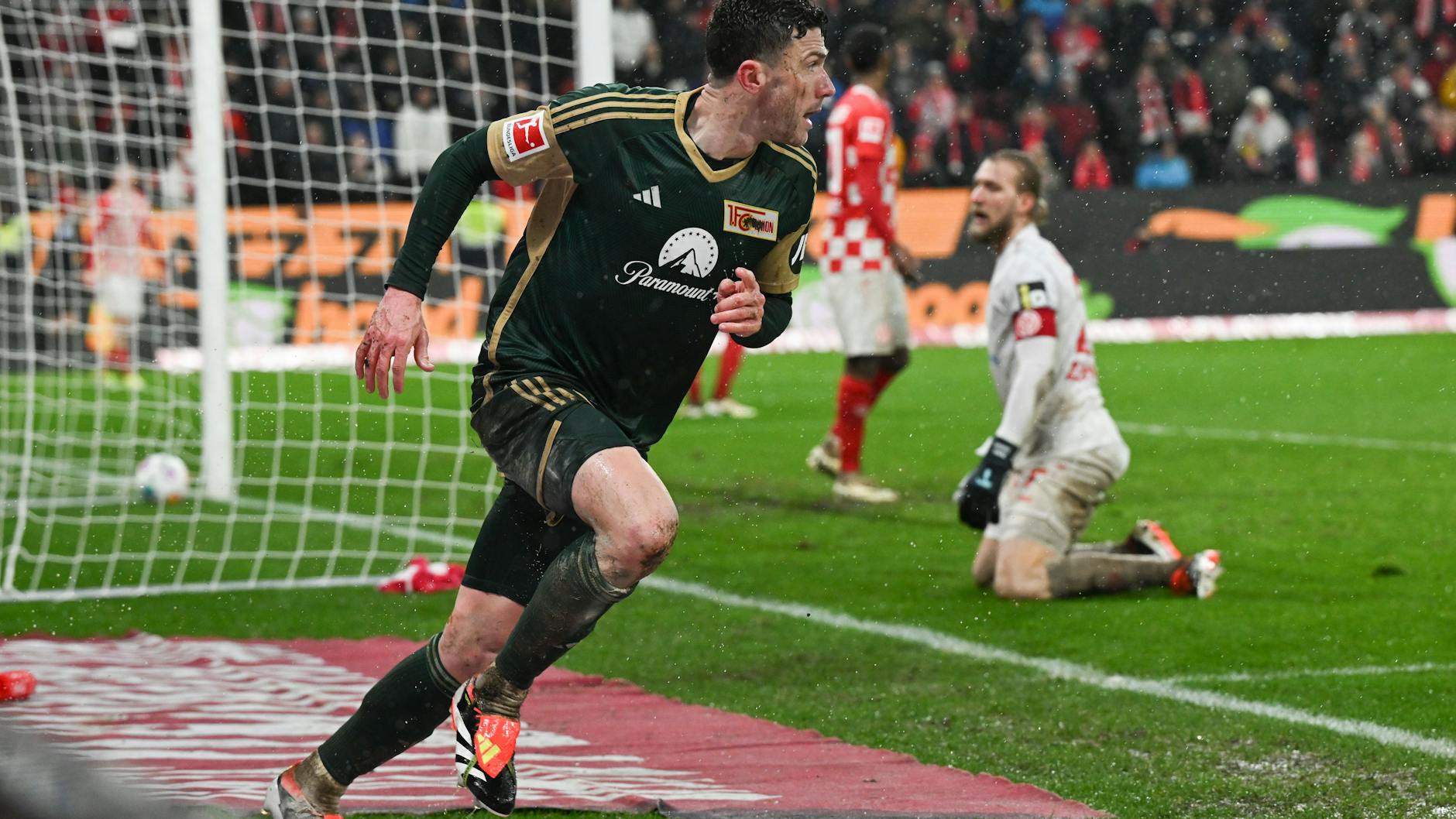 Eines seiner sechs Tore für den 1. FC Union: Robin Gosens jubelt nach dem Tor zum 1:1 beim FSV Mainz. 