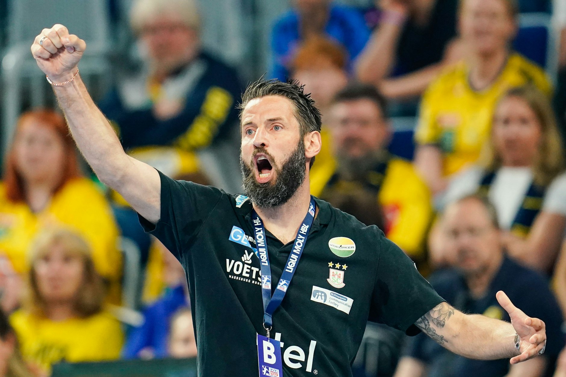 Siegesfreude bei Magdeburgs Trainer Bennet Wiegert.&nbsp;&nbsp;