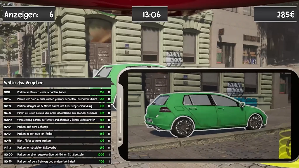 Im Spiel „Der Anzeigenhauptmeister“ können die Spieler virtuell Jagd auf Falschparker machen.