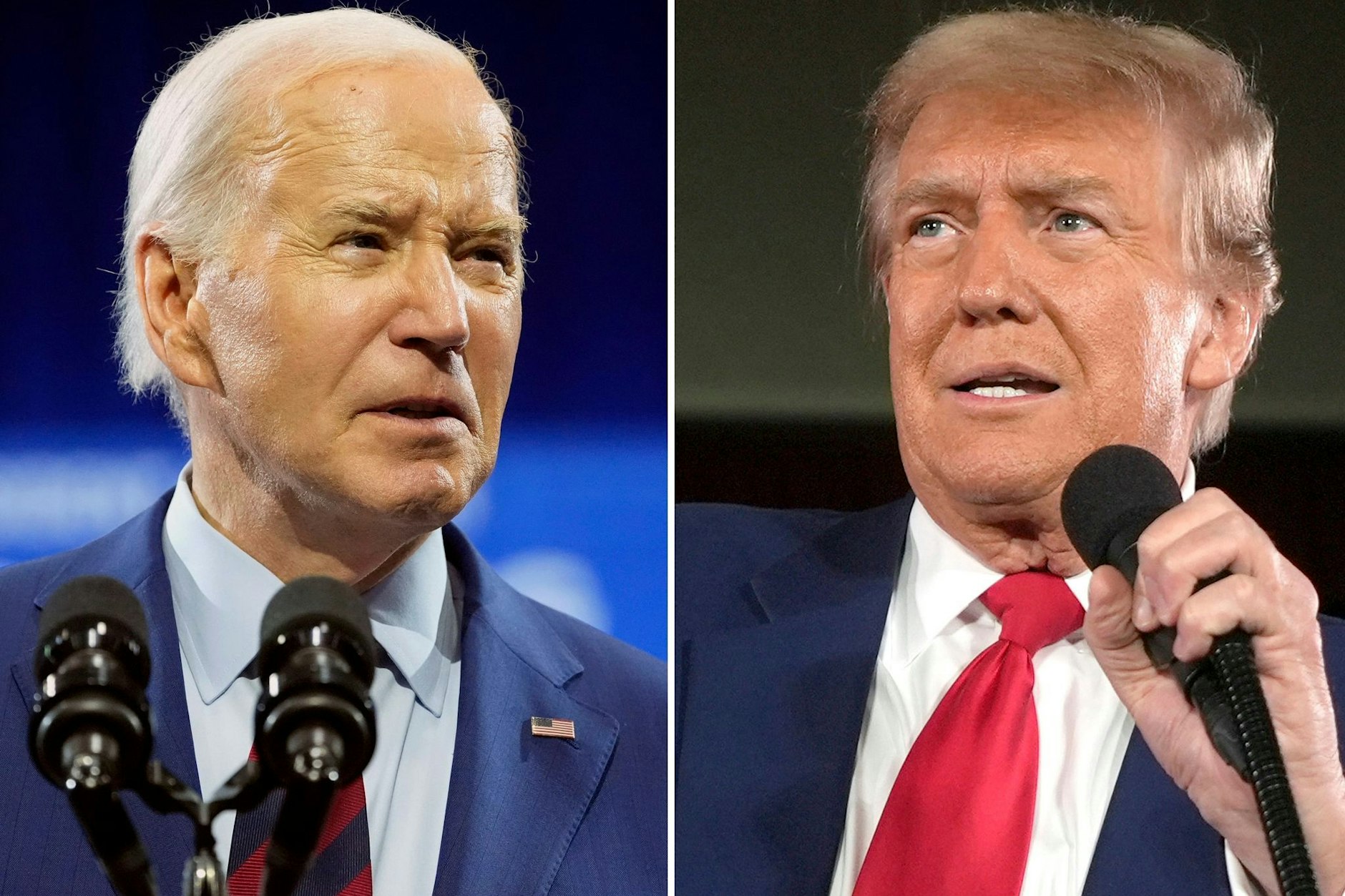 US-Präsident Joe Biden und der republikanische Präsidentschaftskandidat Donald Trump.