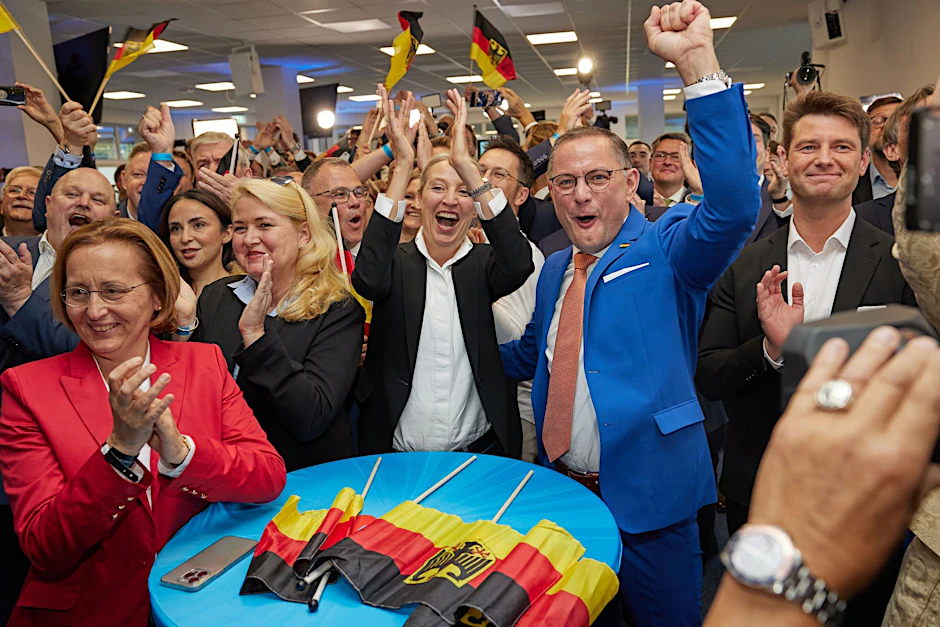 Die AfD jubelt über ihr Wahlergebnis. Sie wird zweitstärkste Kraft hinter der Union.
