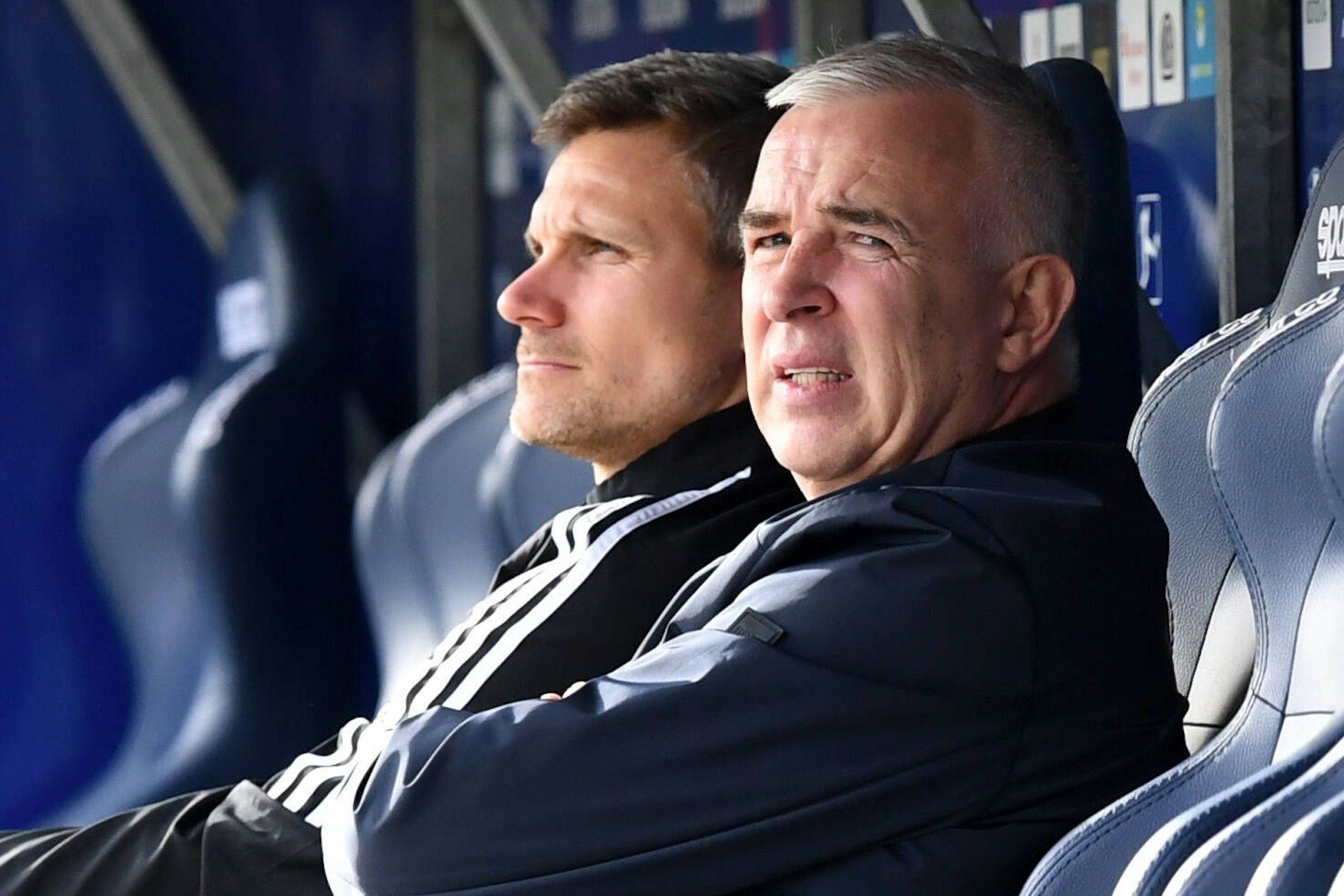 Die Zeiten des Miteinanders sind vorbei: Michael Parensen (l.) klagt gegen seine Kündigung, die der 1. FC Union um Boss Dirk Zingler aussprach.