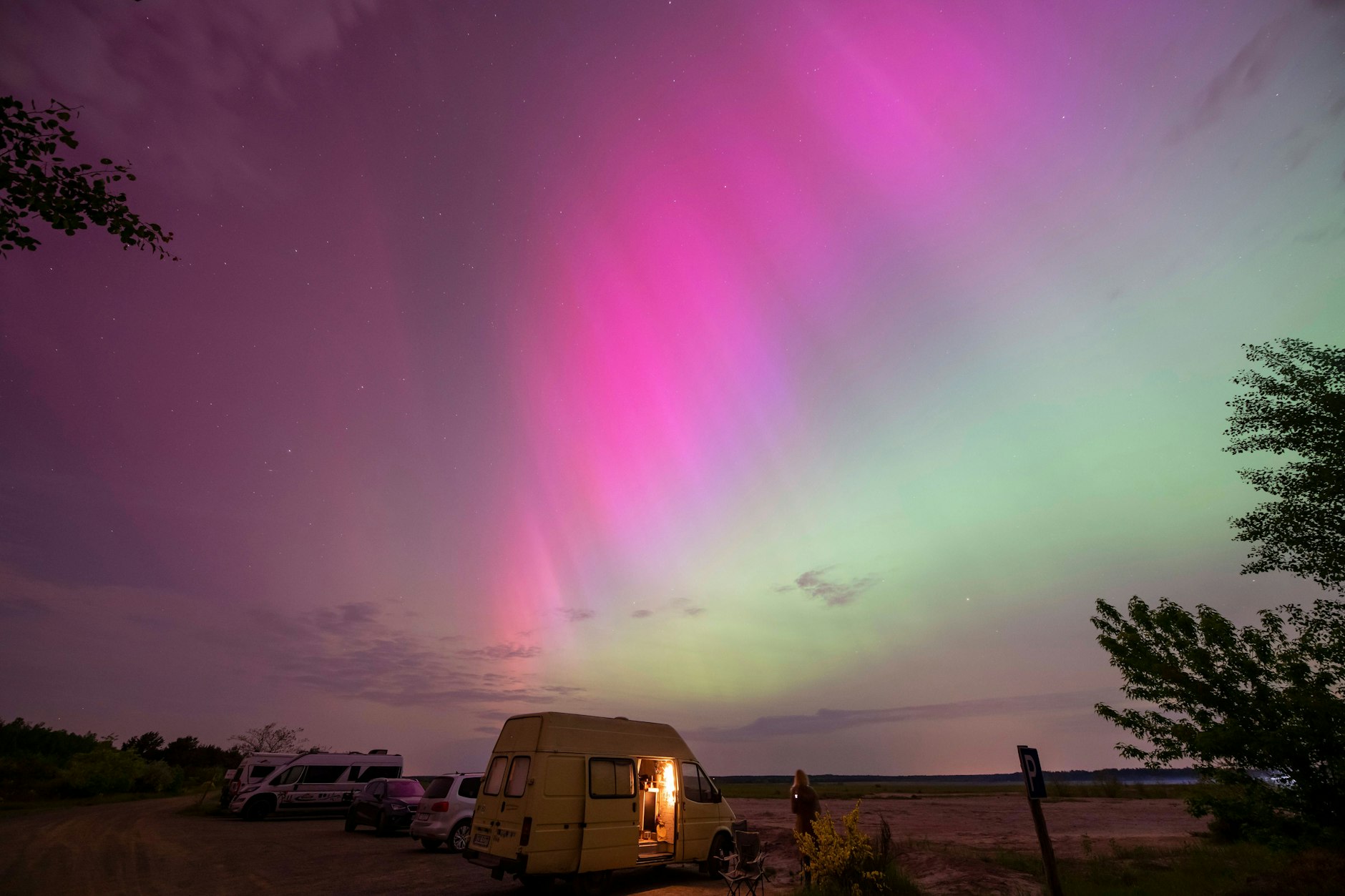 Polarlichter am Bergheider See in Brandenburg