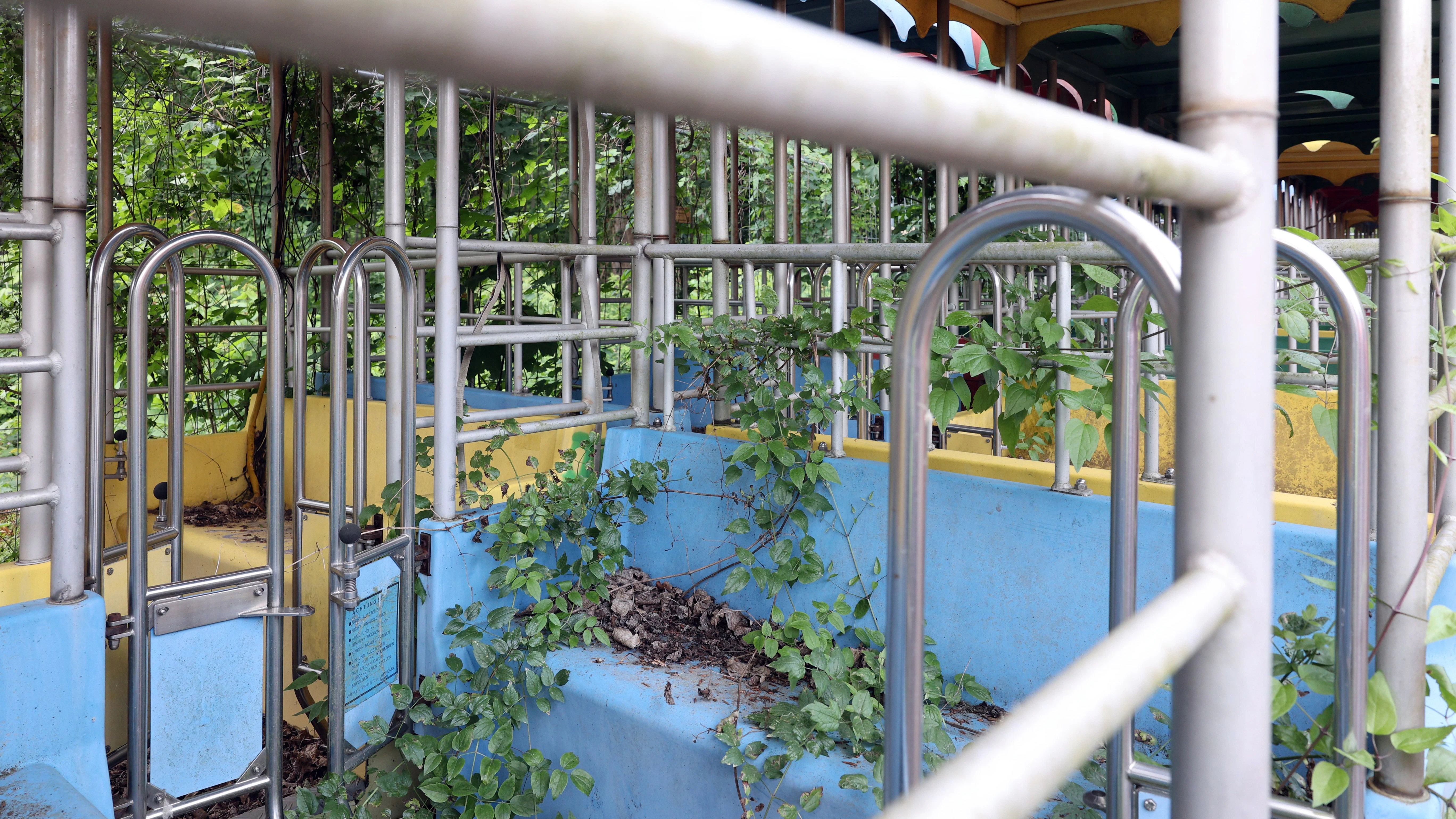 Das Riesenrad aus dem Spreepark wird abtransportiert, damit es saniert werden kann. Die Gondeln warten noch.