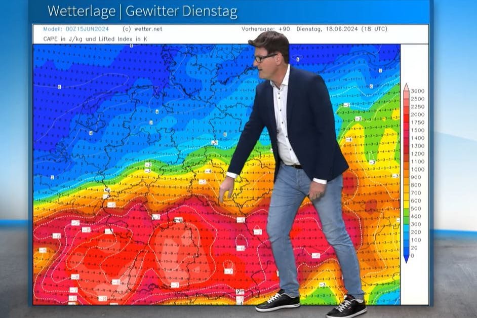 Dominik Jung zeigt die Unwetter-Gefahr in Deutschland.