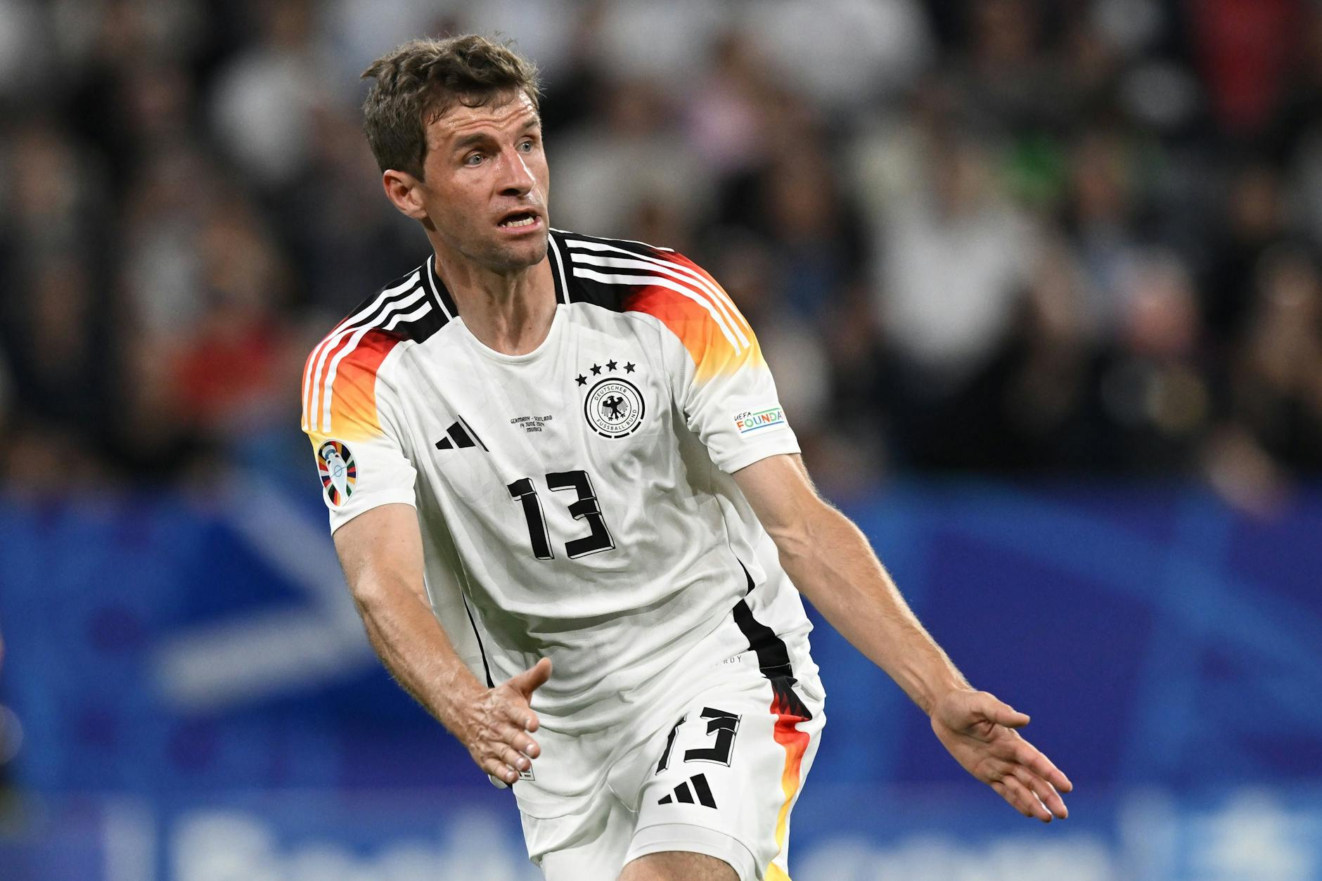Thomas Müller kam beim Auftakterfolg gegen Schottland als Ersatzspieler zum Einsatz.
