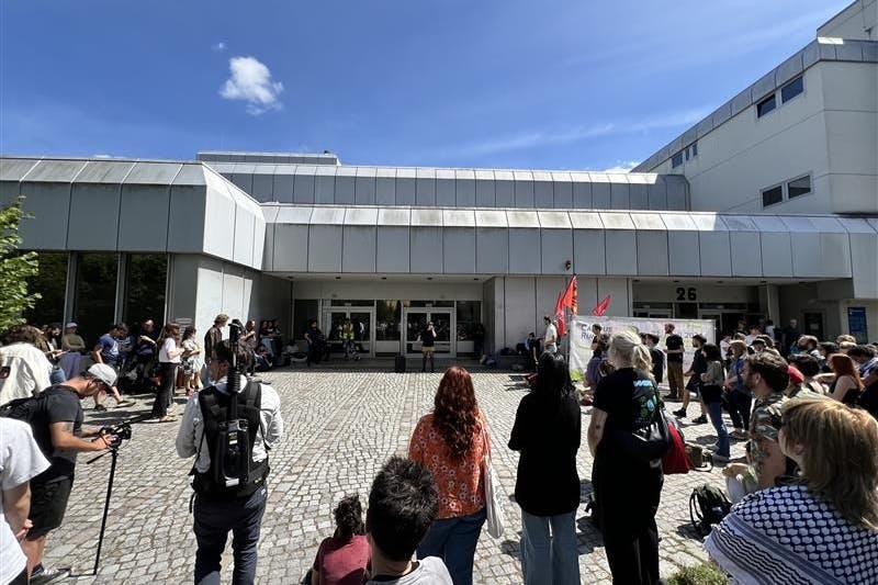 Das Pro-Palästina-Protestcamp an der FU Berlin.