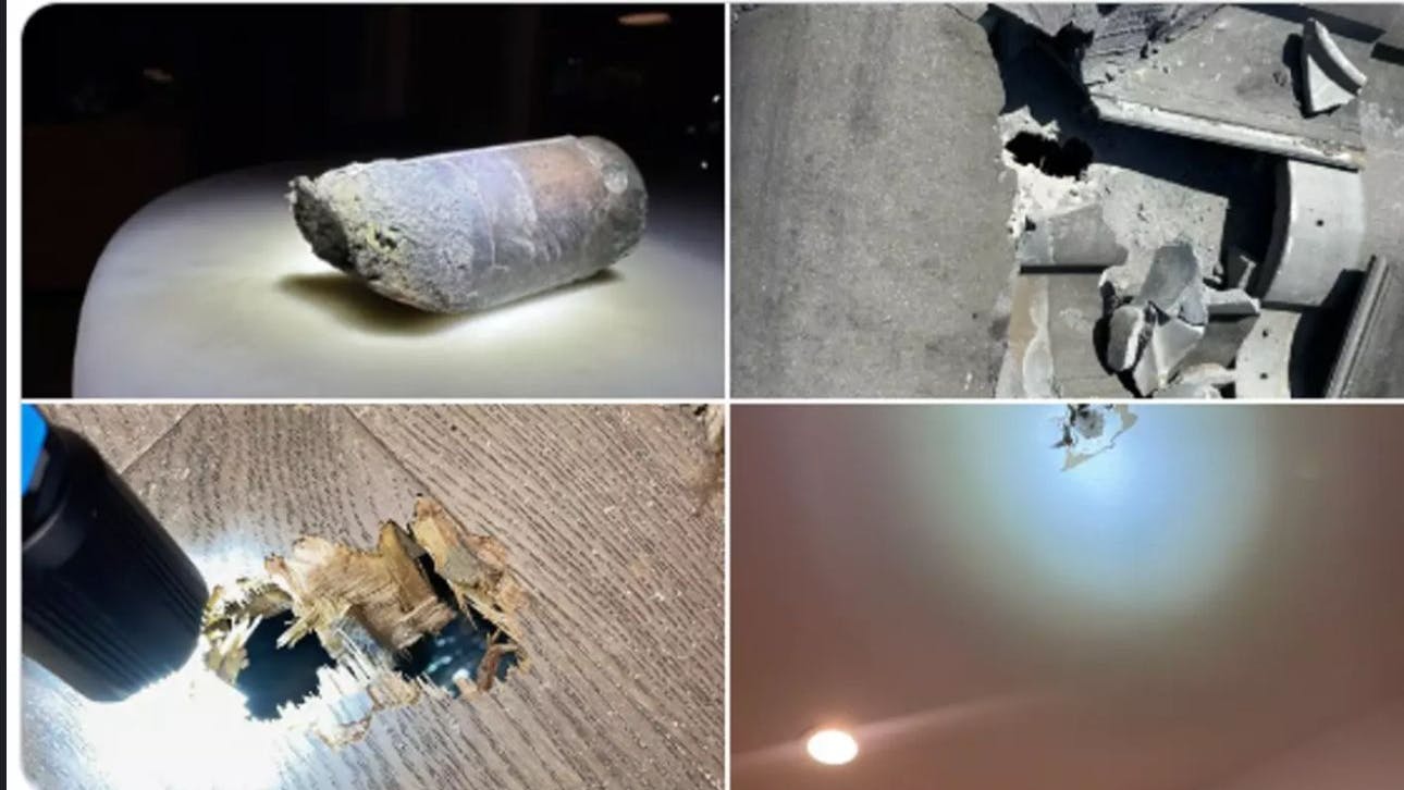 Auf der Plattform X veröffentlichte Alejandro Otero Fotos von dem Weltraumschrott und was der in seinem Haus angerichtet hat.