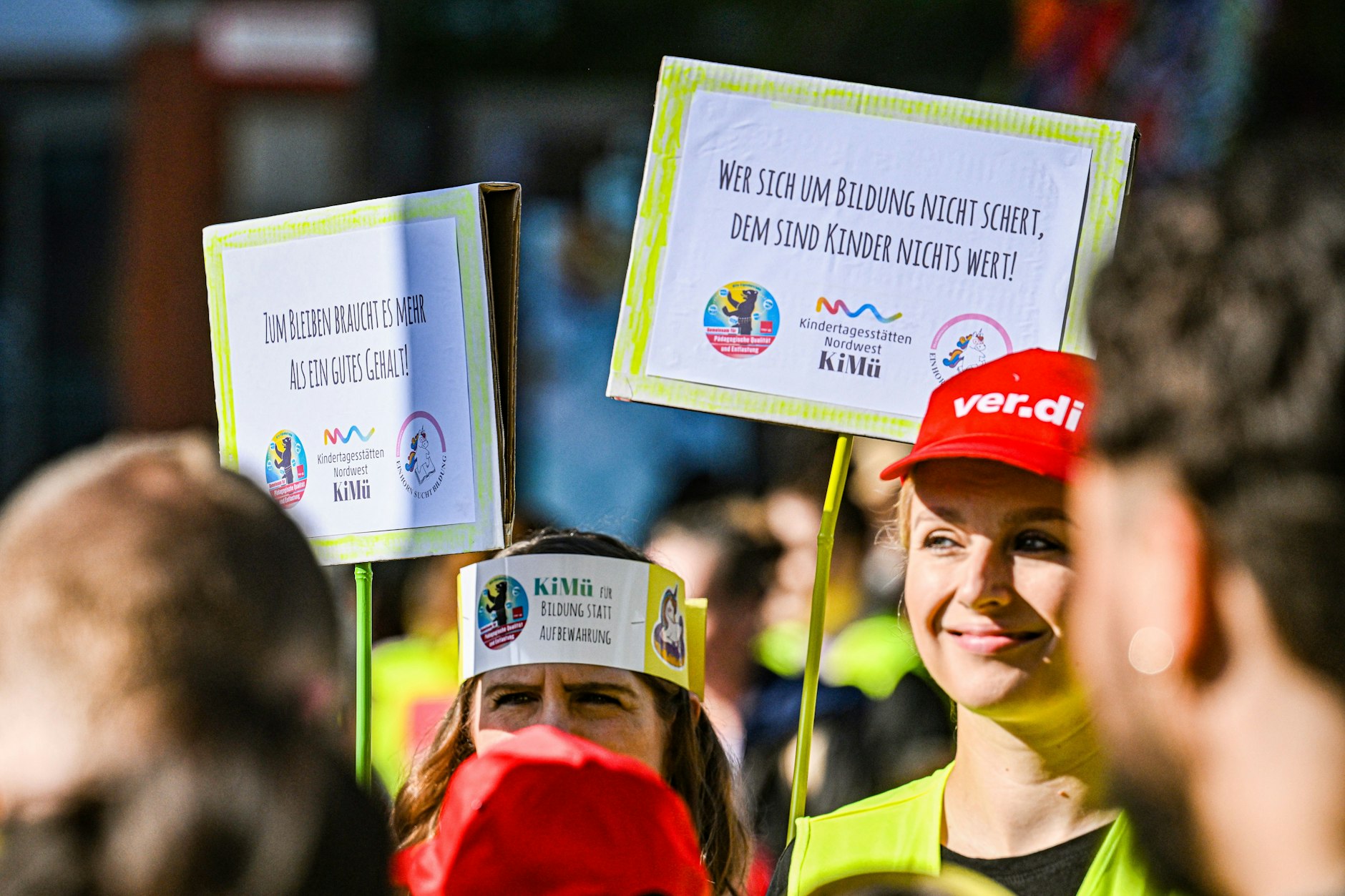 Kita-Beschäftigte streiken in Berlin. Verdi hat für Donnerstag erneut zum Arbeitskampf in der Hauptstadt aufgerufen.&nbsp;