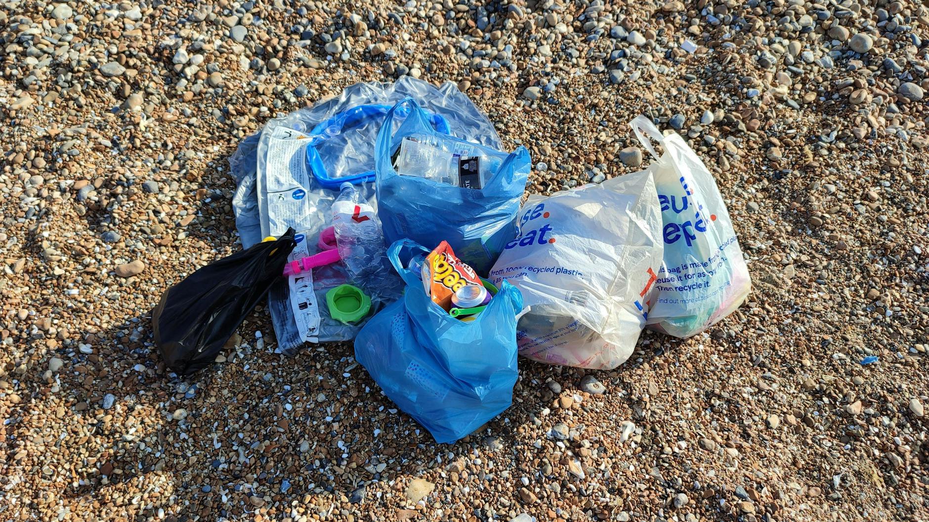Schon bei einem Strandspaziergang in Brighton kommt ordentlich Müll zusammen - daraus macht Sammie Aplin nun Kunst.
