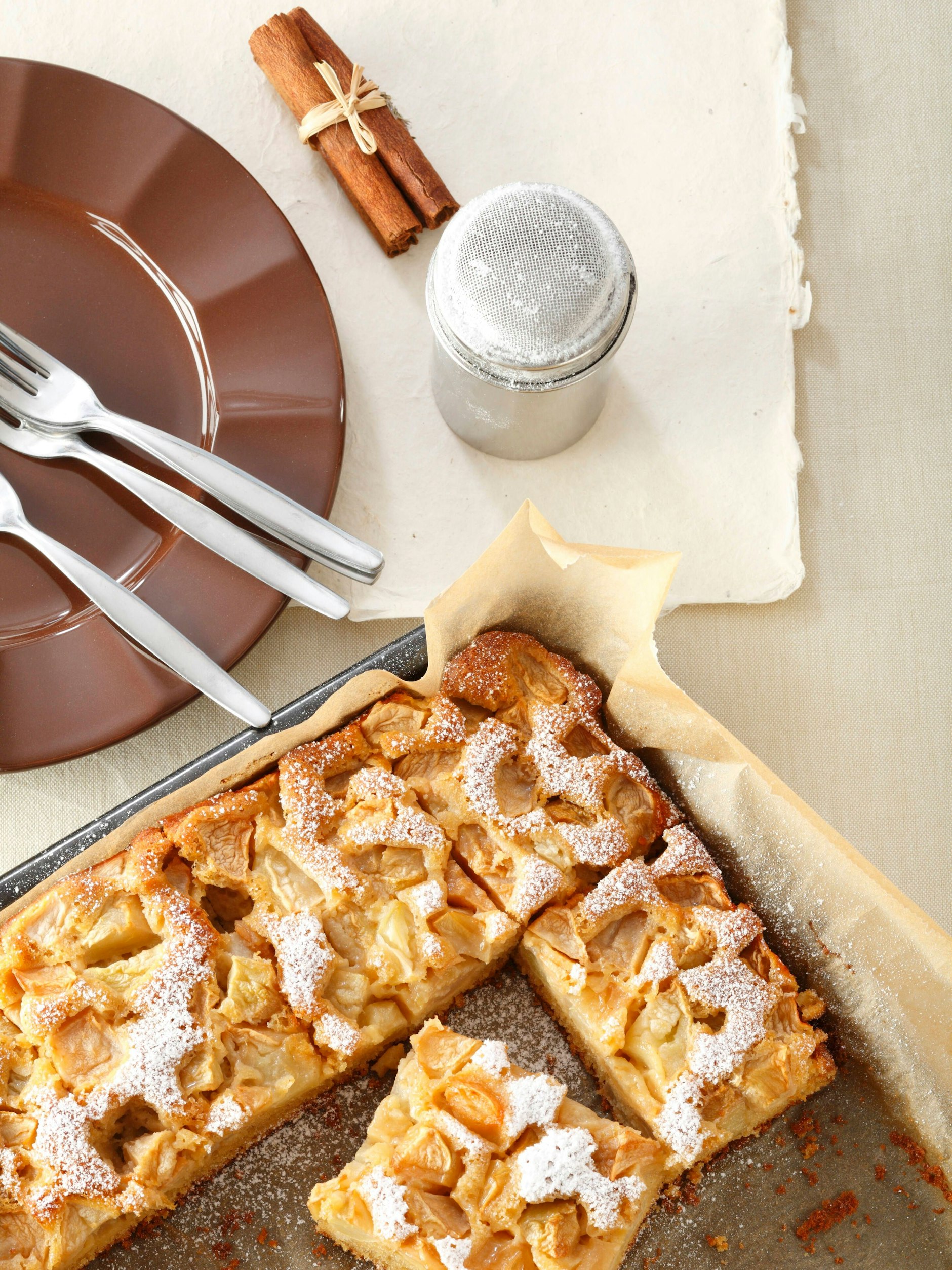Das Rezept für Apfelkuchen vom Blech ist sehr schnell gemacht und perfekt für das Kaffeetrinken mit der Familie.