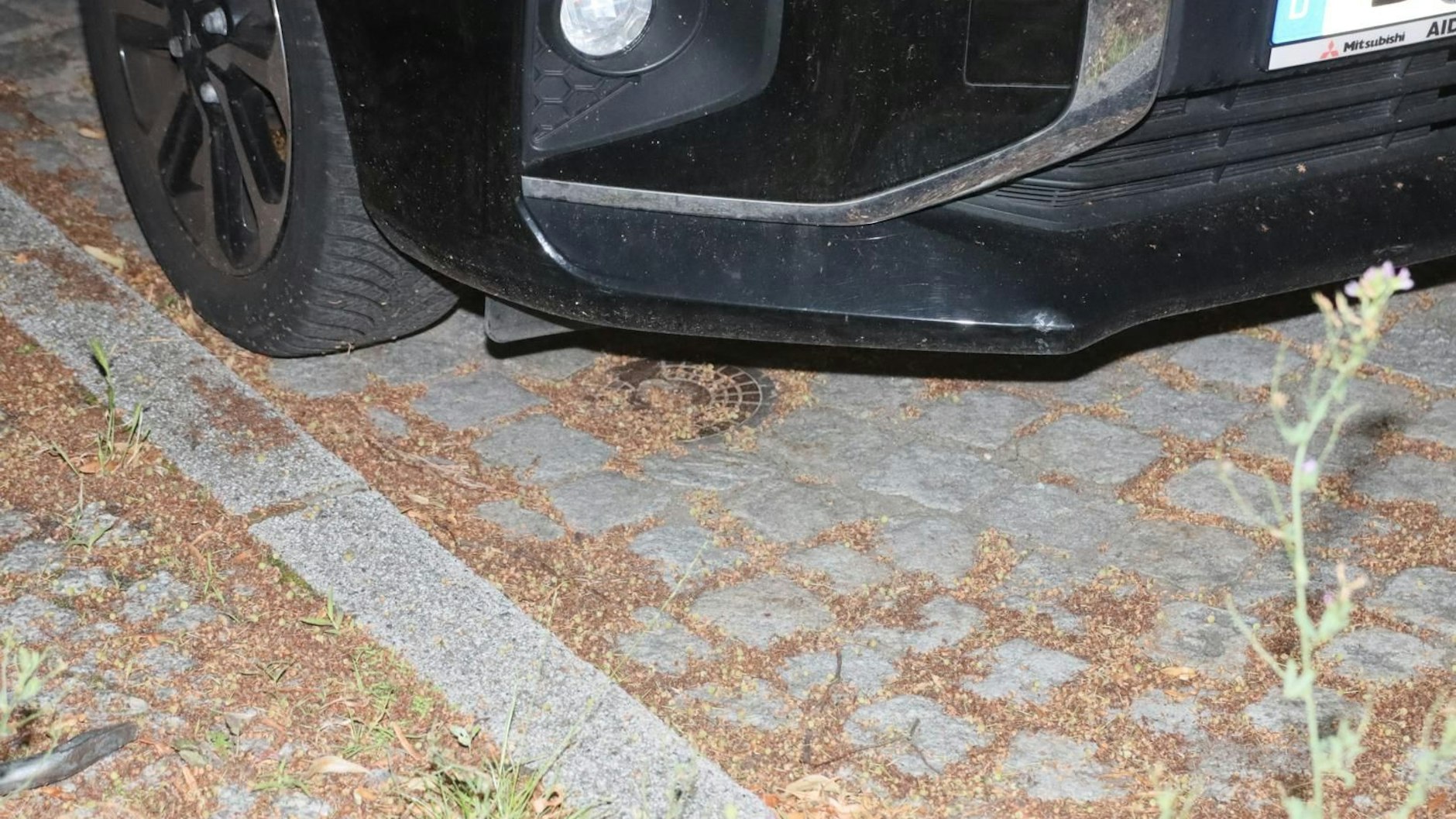 Weil ein Auto am Kirchhainer Damm legal auf diesem „Schieber“, um die Wasserzufuhr zu unterbrechen, stand, wurde die Straße nach einem Rohrbruch komplett überflutet.