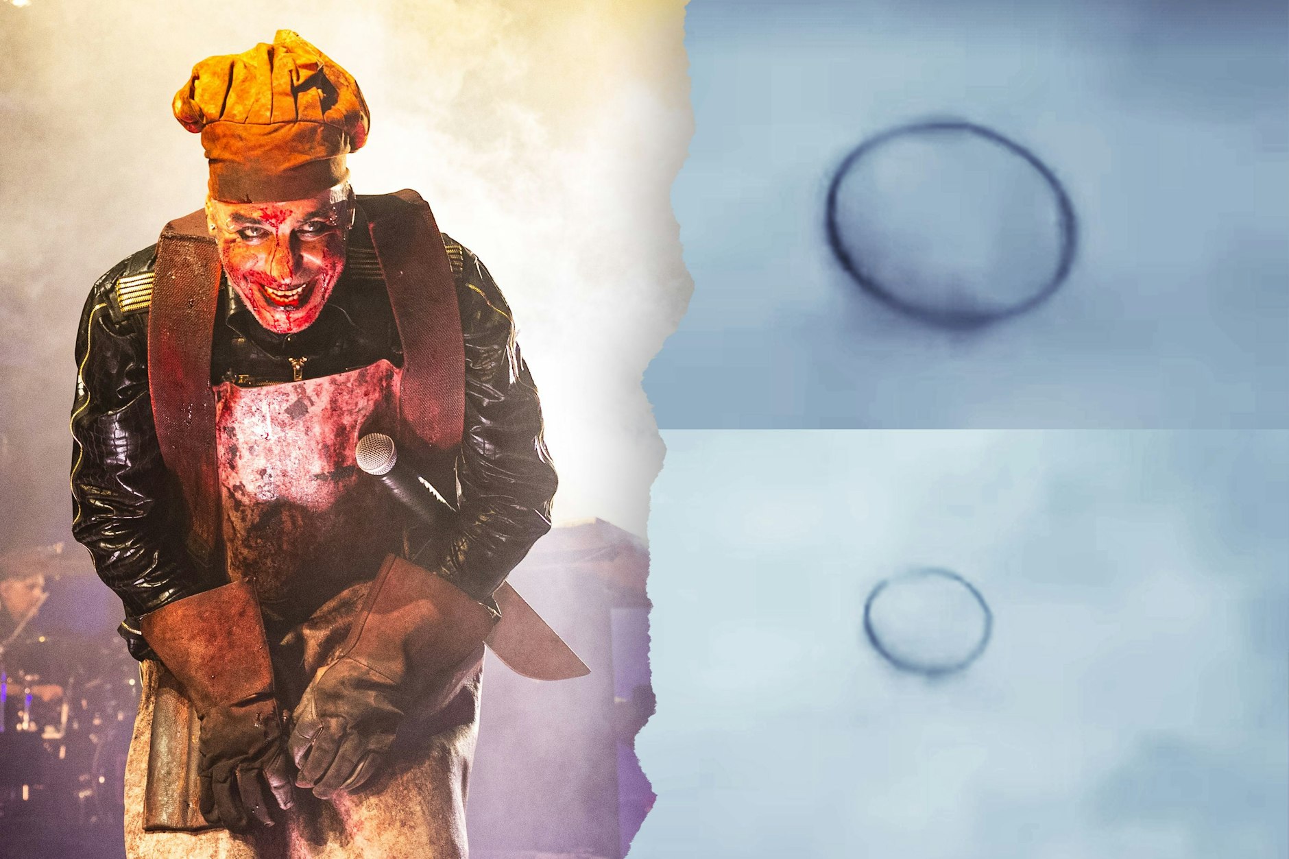 Rauchringe über Berlin sorgen in den sozialen Netzwerken für Rätselraten. Hat die Band Rammstein (links: Frontmann Till Lindenann) etwas damit zu tun?