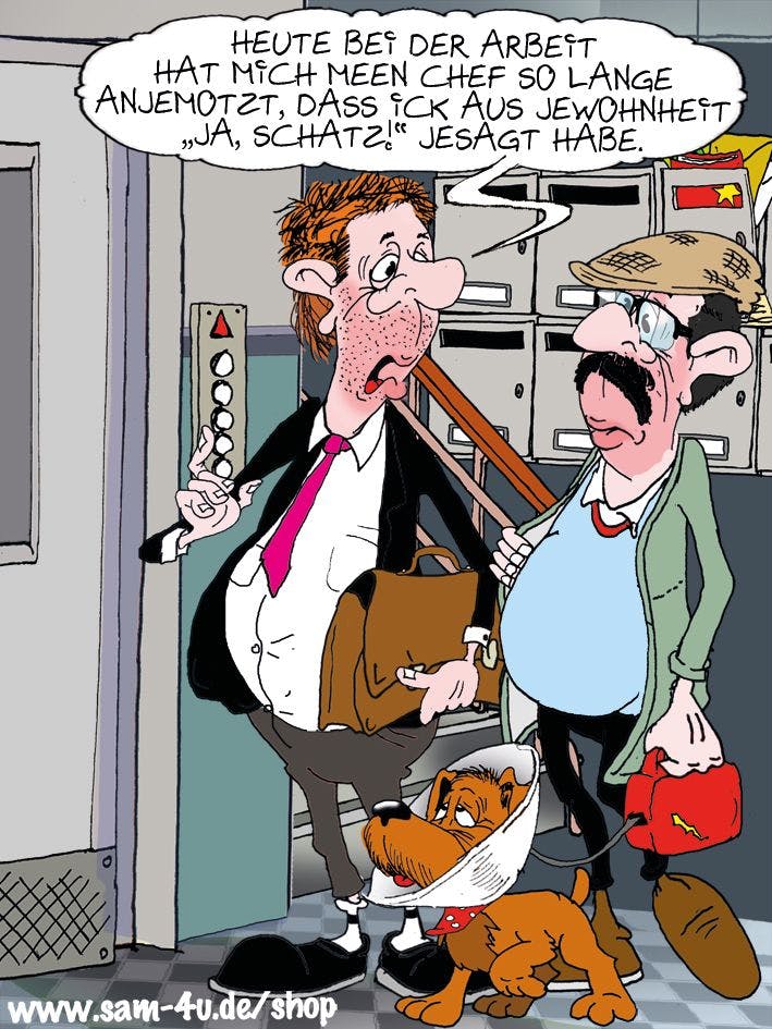 Der gezeichnete Witz des Tages kommt auch heute von Sam Paff - unserem Comic-Zeichner aus dem Berliner KURIER.