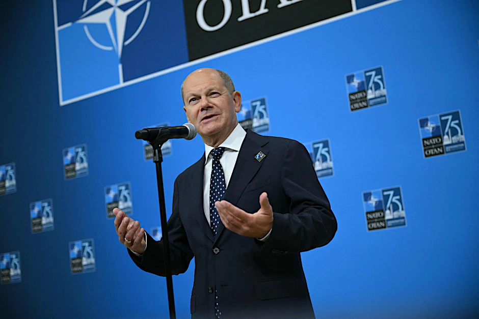 Bundeskanzler Olaf Scholz beim Nato-Gipfel in Washington